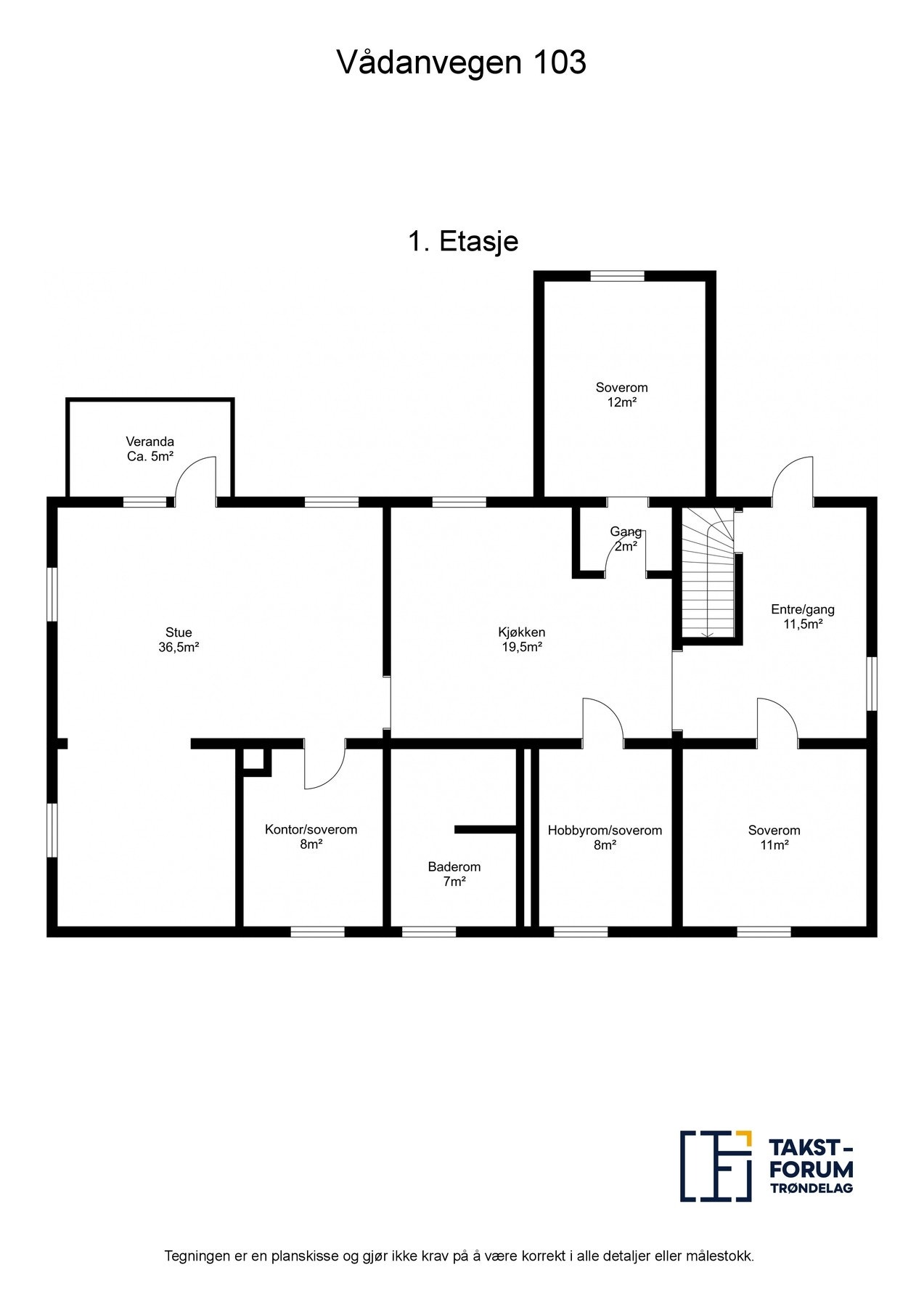Planskisse med areal 1. etasje Galleribilde