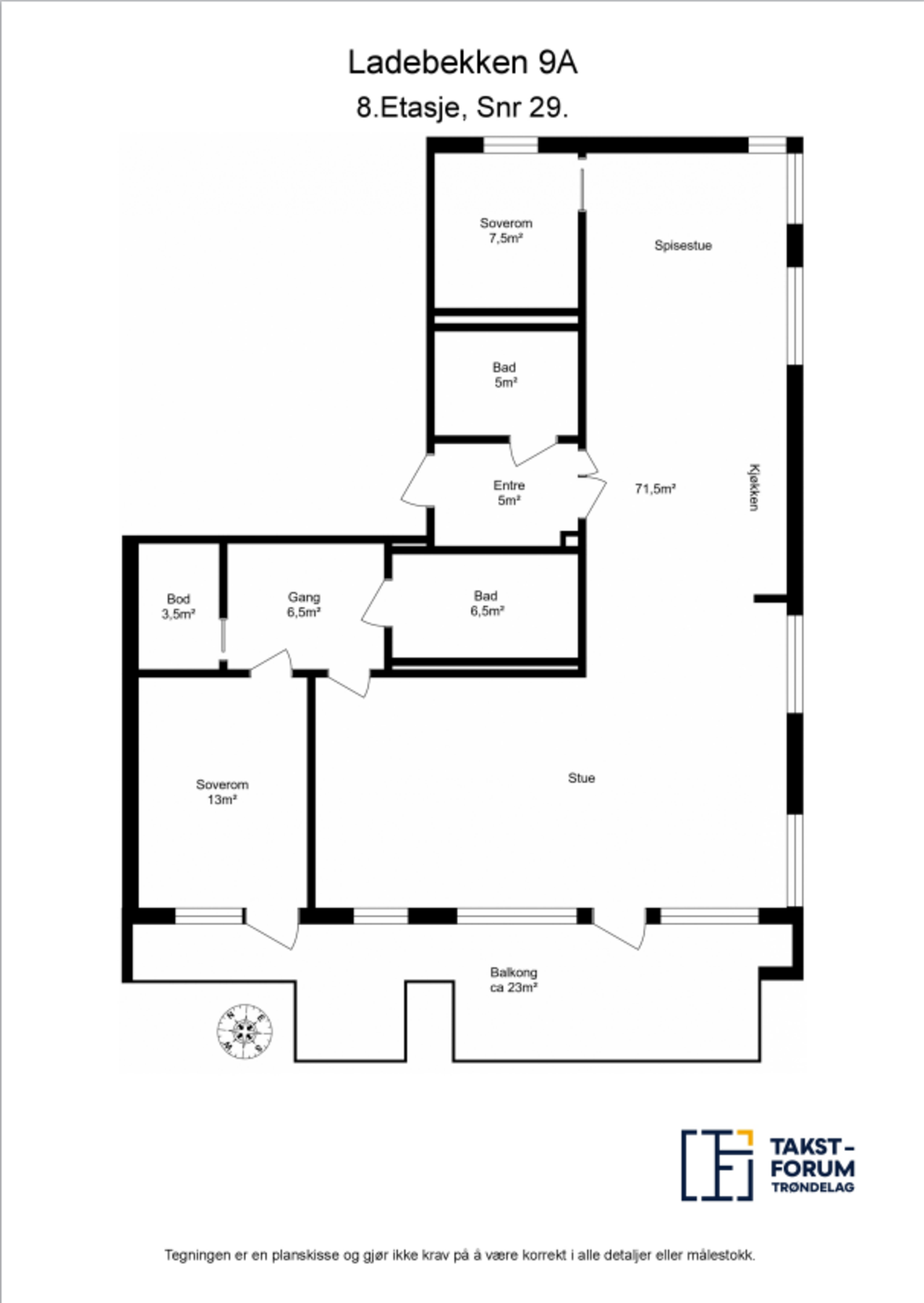 Planskisse med areal. Galleribilde