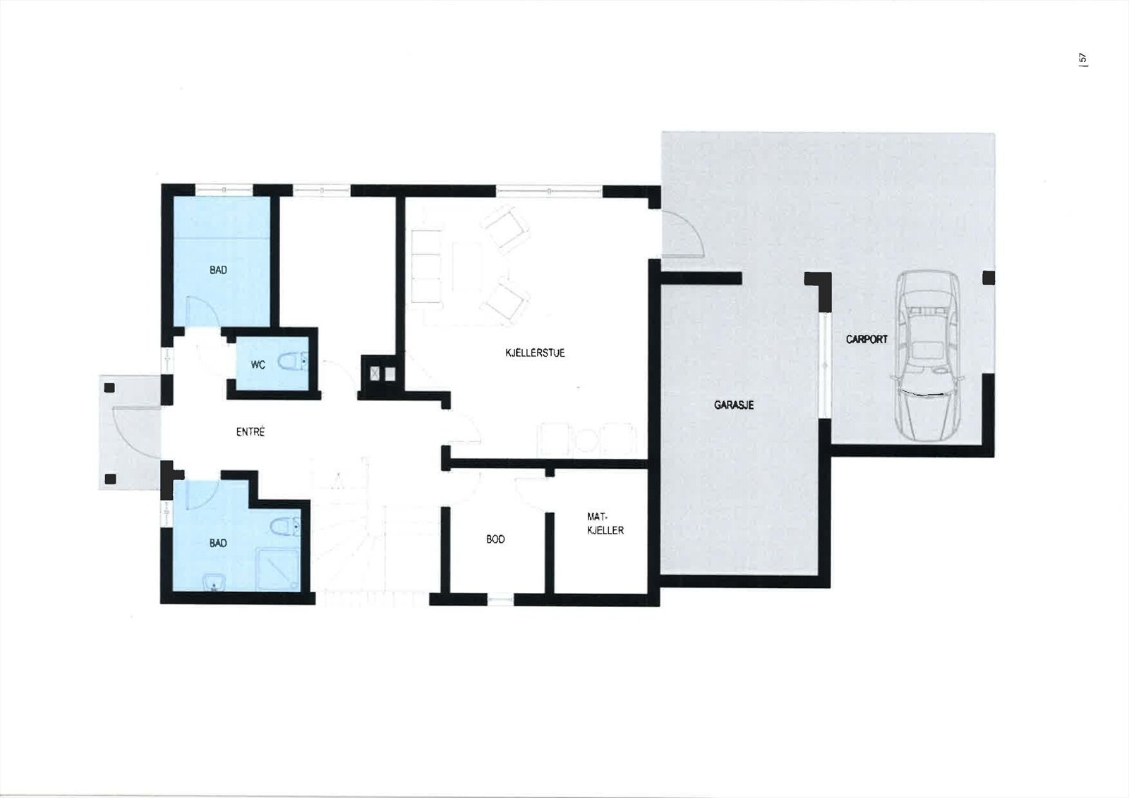 Plantegning underetasje. Galleribilde