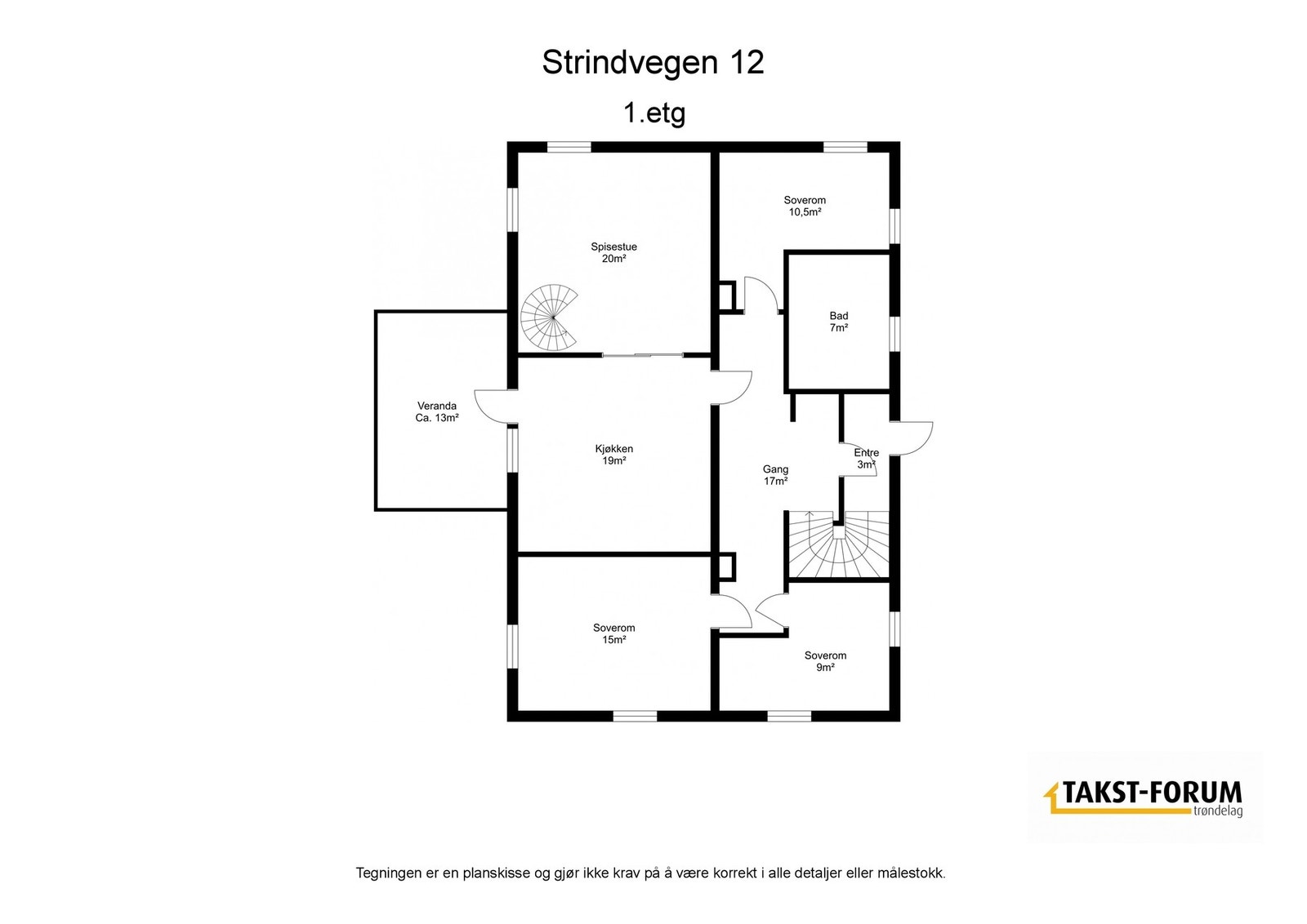 1.etasje - Planskisse med areal. Galleribilde