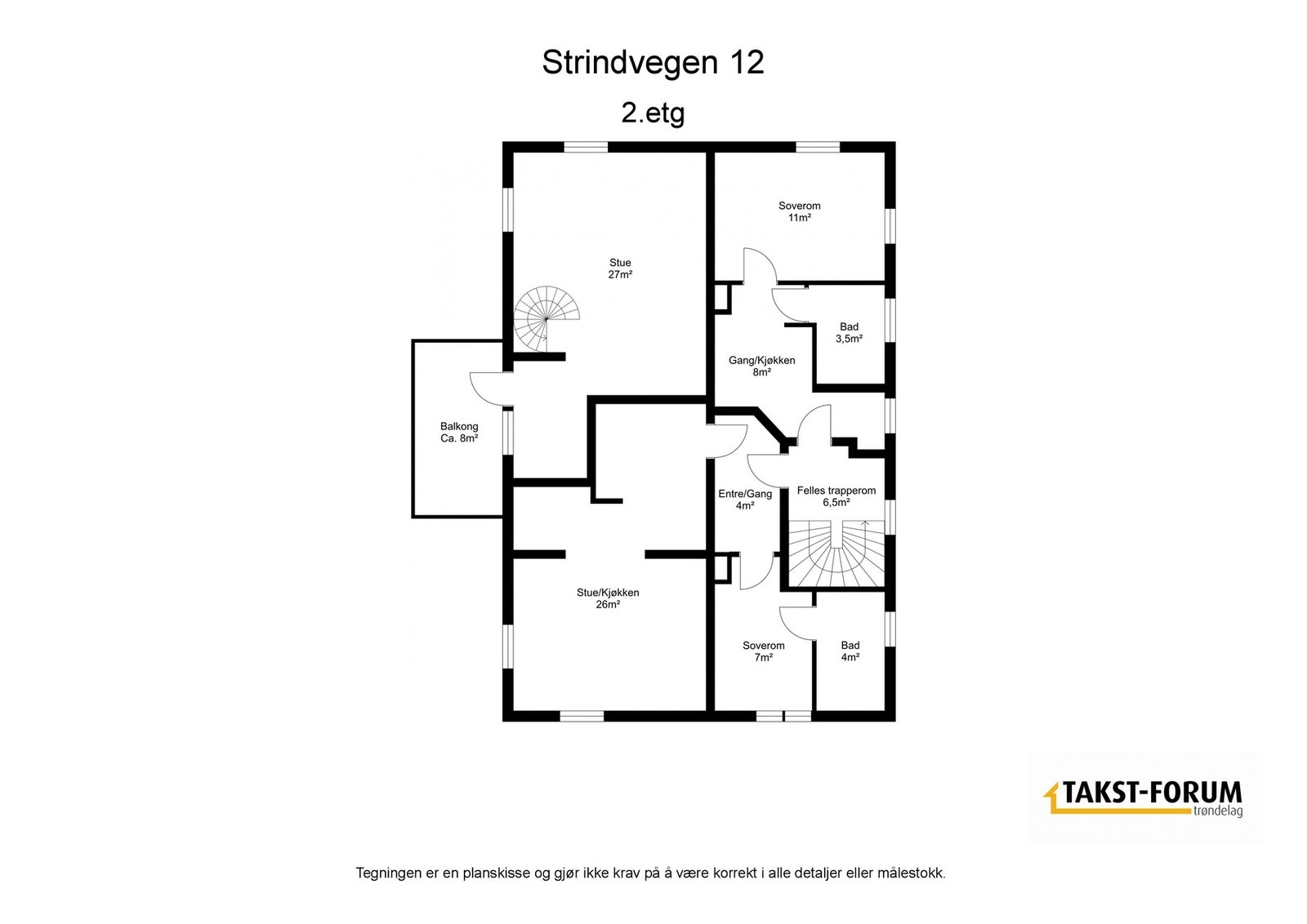 2.etasje - Planskisse med areal. Galleribilde