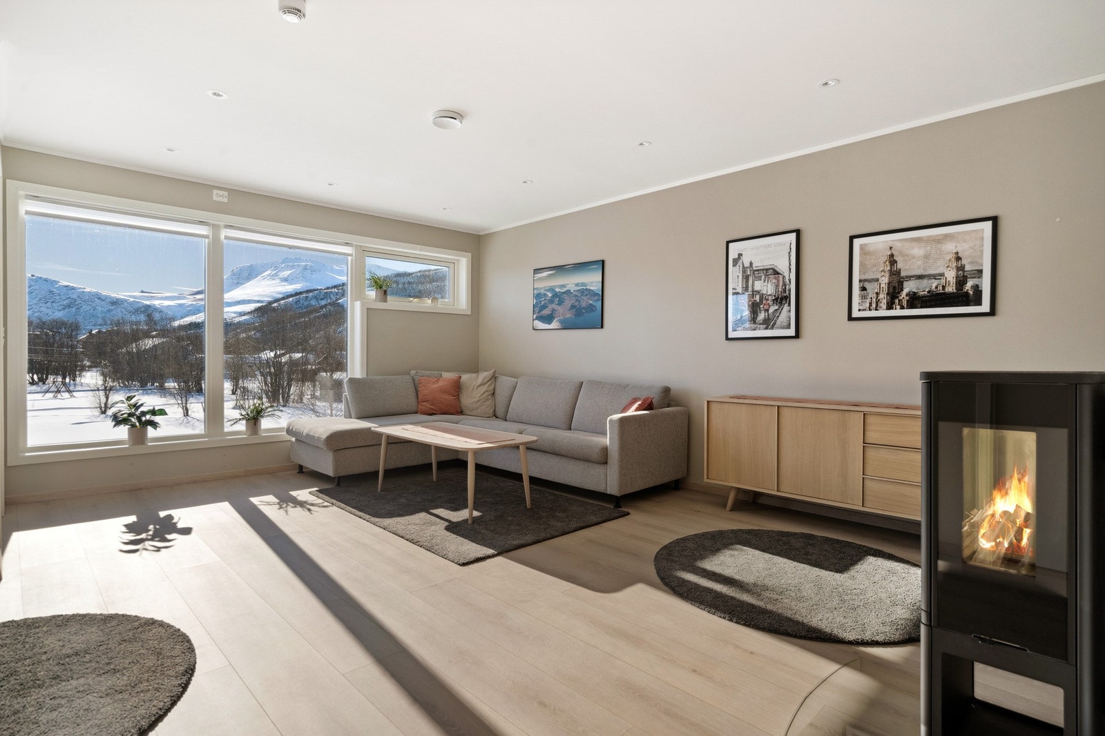 Stue med vedfyring Galleribilde
