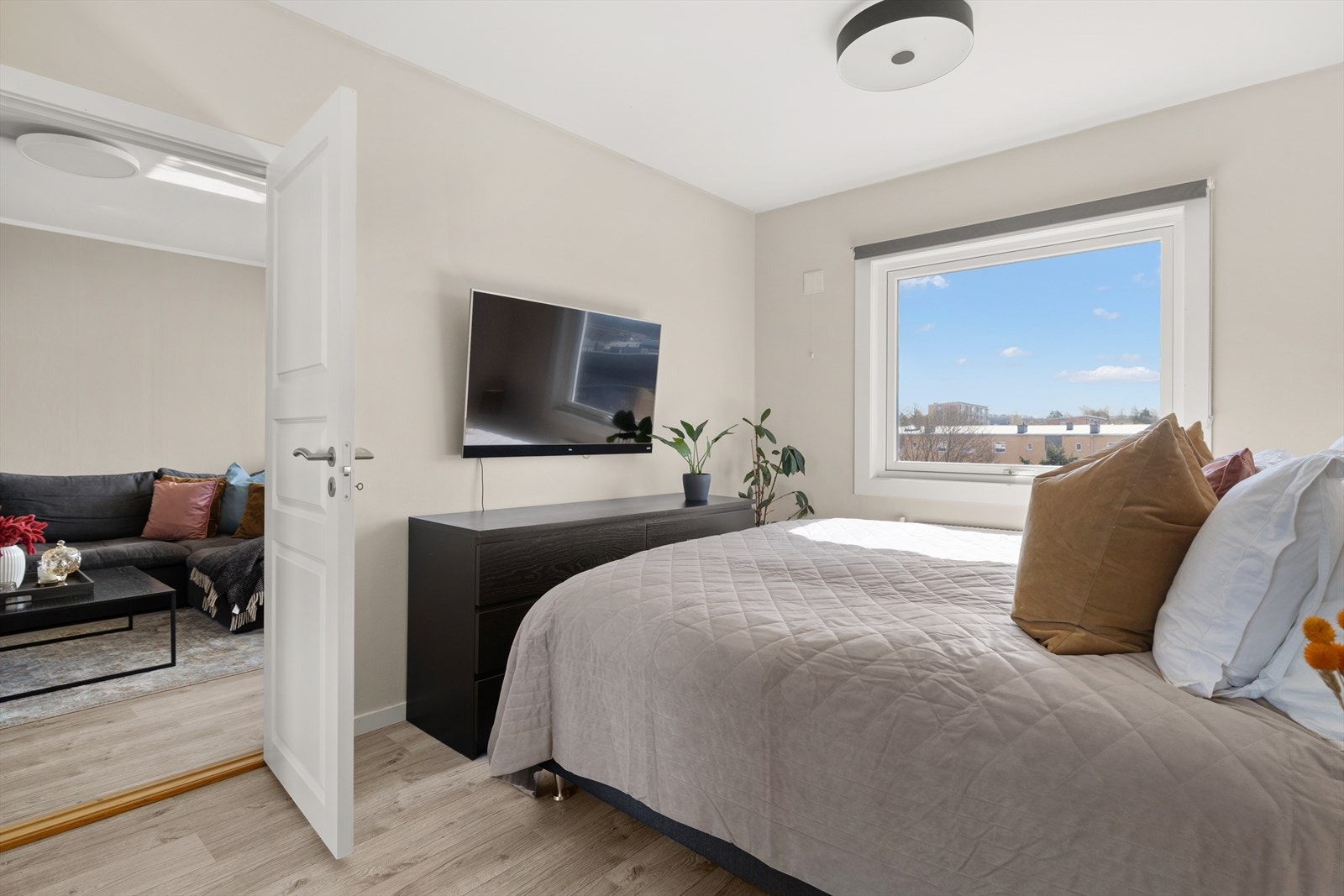 Rommet får godt med naturlig lys inn fra store vindusflater Galleribilde