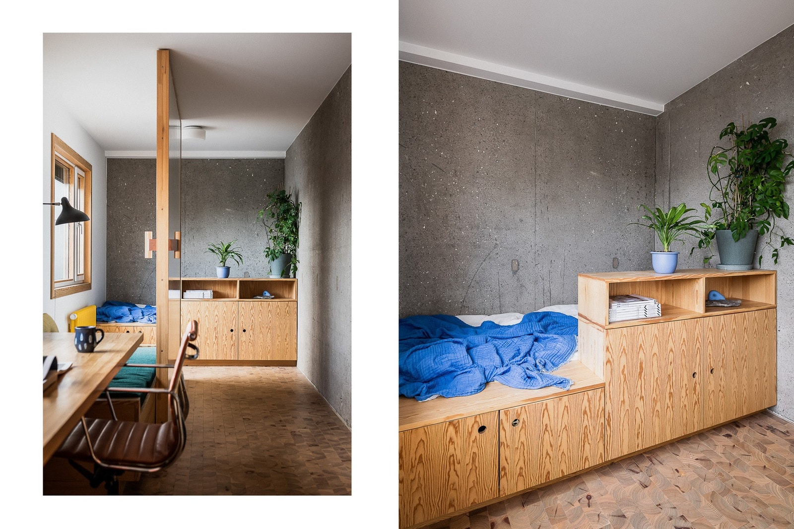 Perfekt som gjesterom. Pivotdøren bidrar til å slippe lyset inn i leiligheten og kan enkelt roteres for å dele av til soverom. Galleribilde
