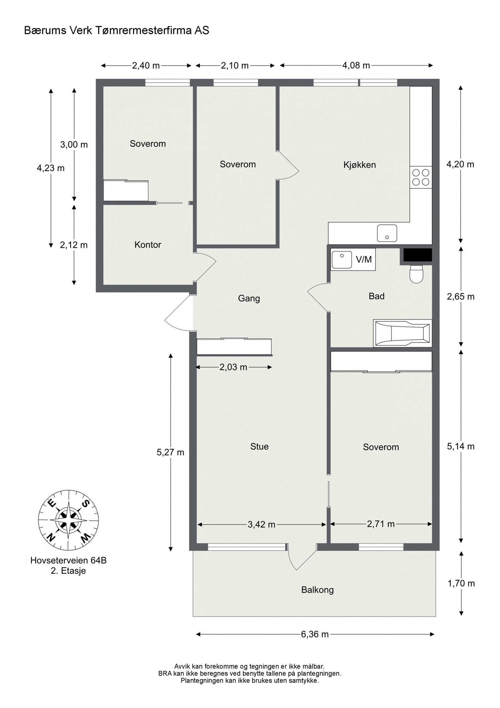 Hovseterveien 64B - Plantegning. Galleribilde