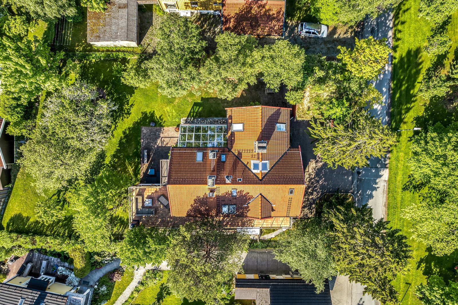 Dronebilde av boligen. Galleribilde