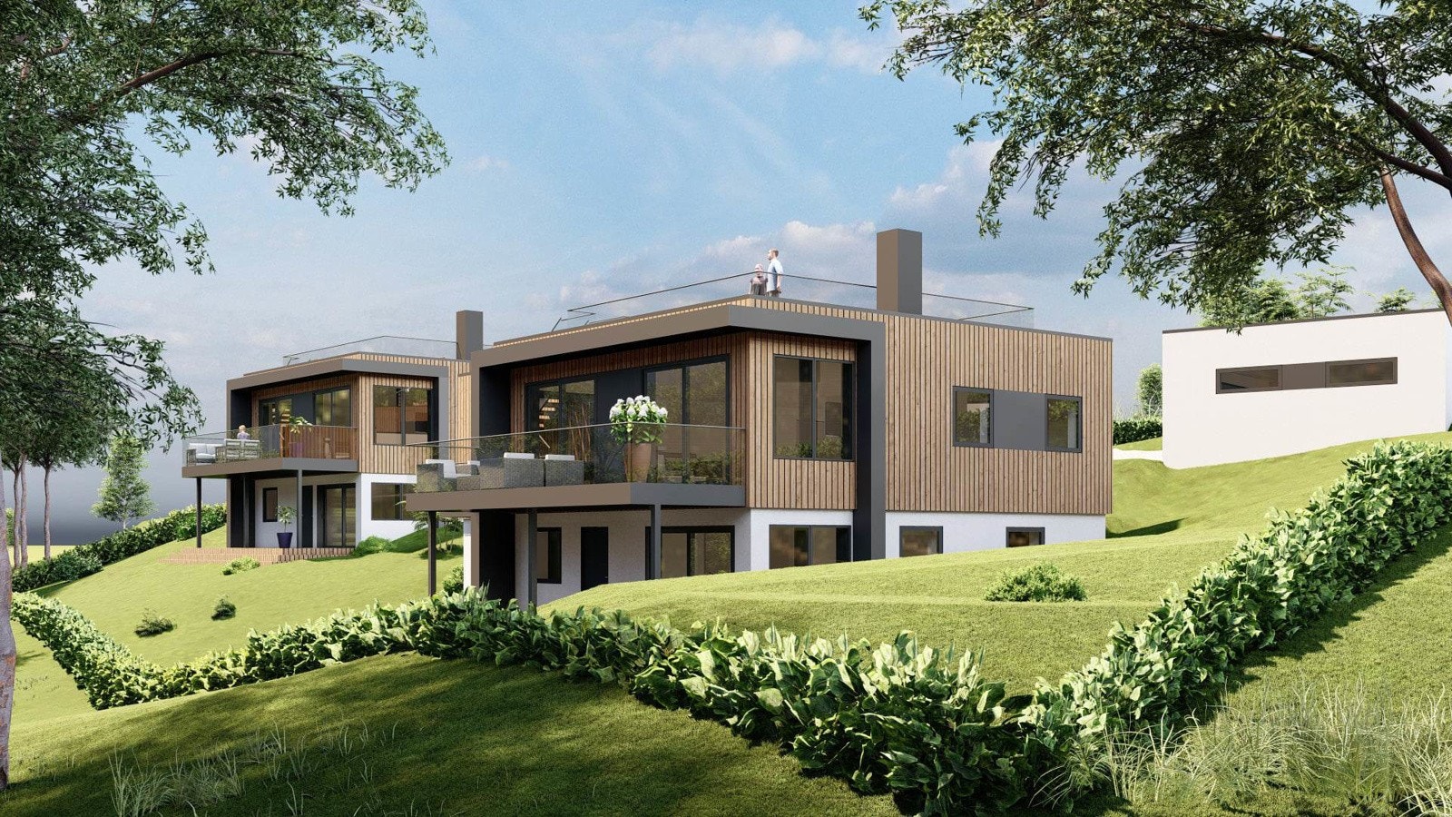 Det er allerede gitt rammetillatelse for bygging av en enebolig med hybel eller sokkelleilighet, hvor boligen kan ha et totalareal på 240 kvm. Boligen oppføres over to etasjer med stor takterrasse. Ilustrasjonsbilde kan avvike fra faktiske forhold. Galleribilde