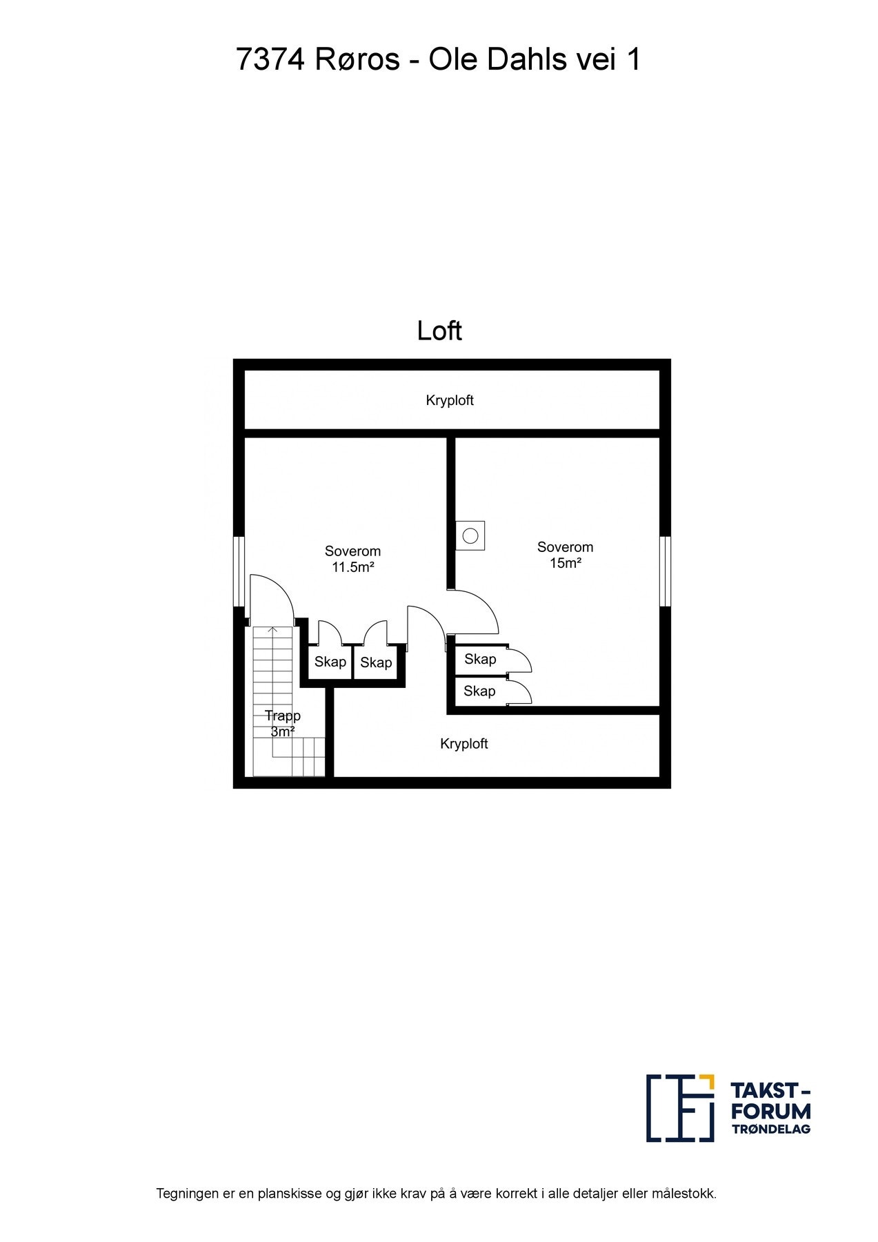 Planskisse med areal - Loft. Galleribilde