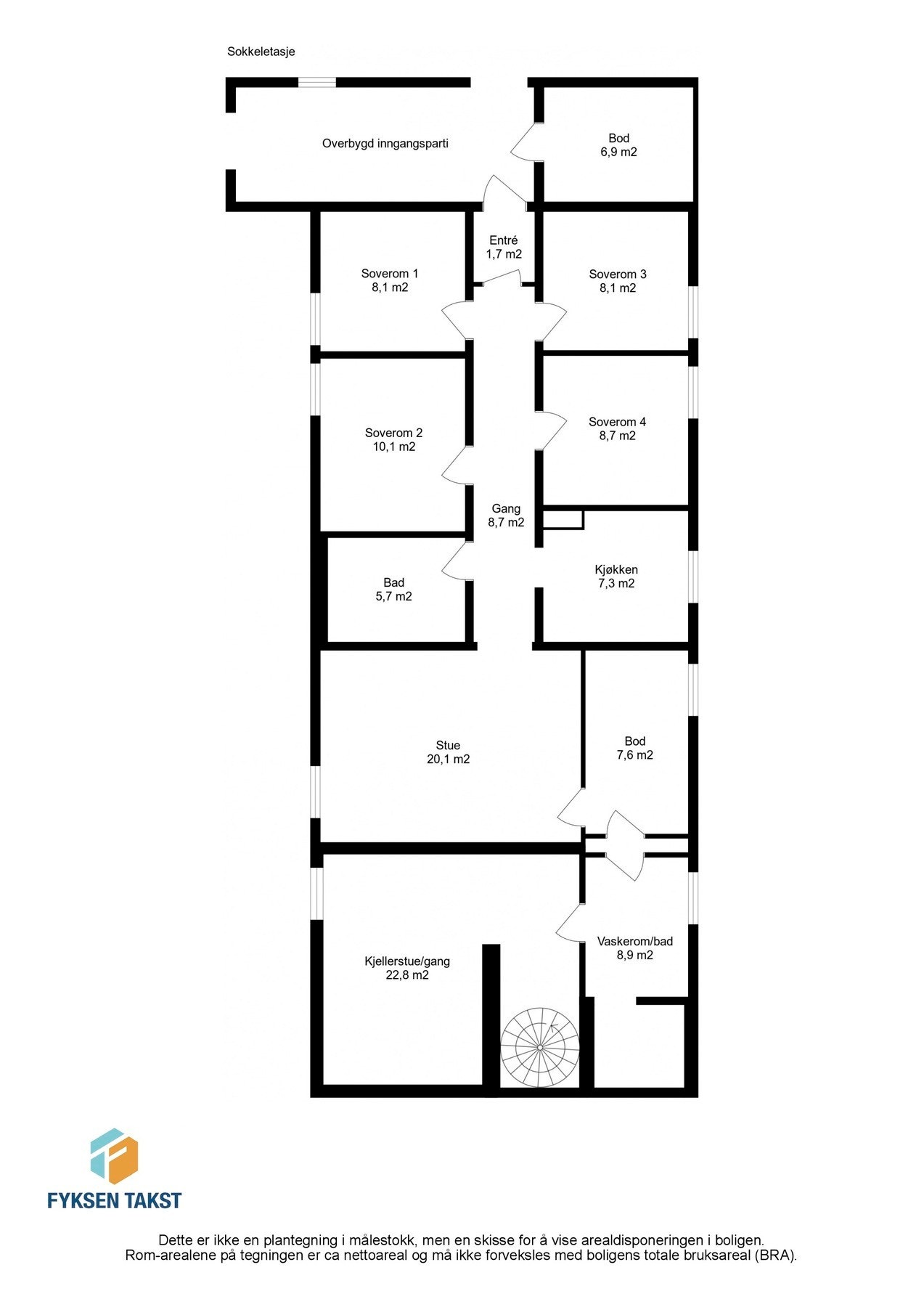 Planskisse sokkeletasje. Galleribilde