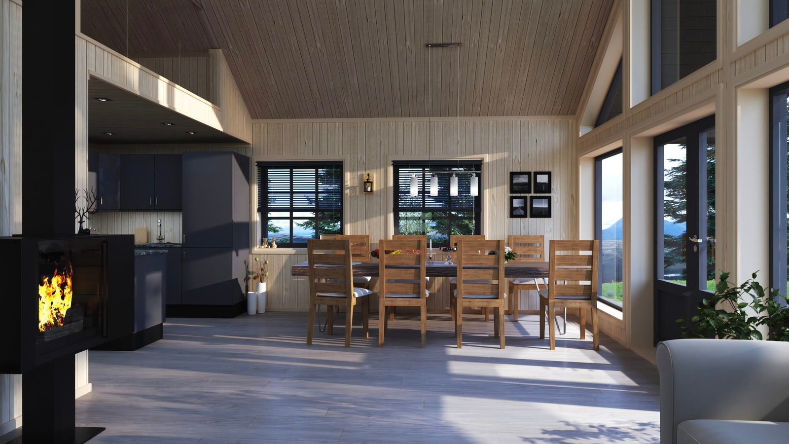 RO - 1 denne løsningen med store vinduer i gavl vegg, og hems kan man også få mot et pristillegg. Galleribilde