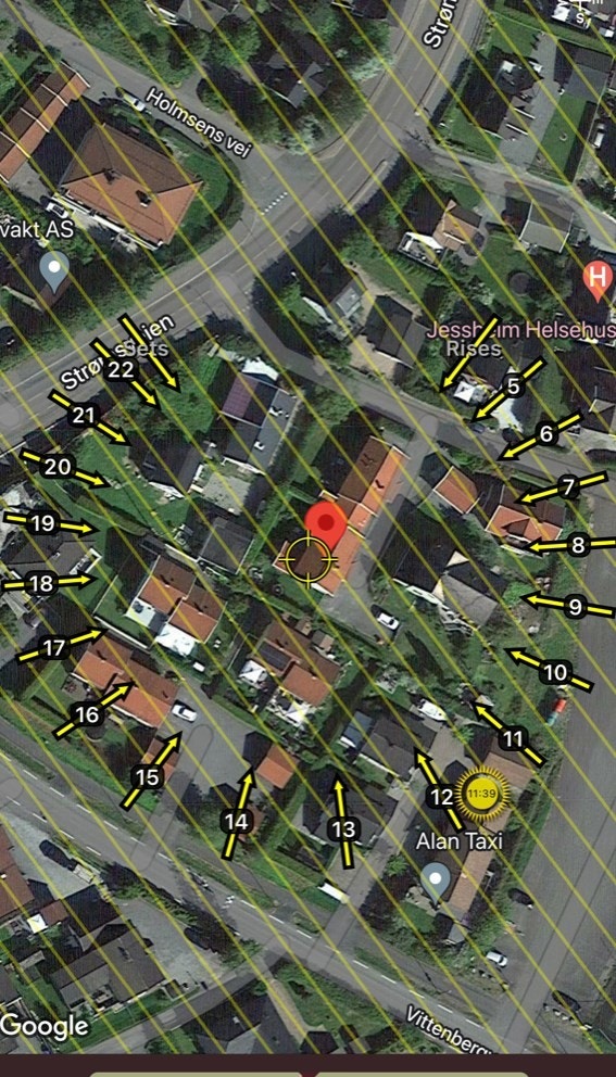 Solbane Strømsveien 239 i slutten av juni (Sunseeker app) Galleribilde