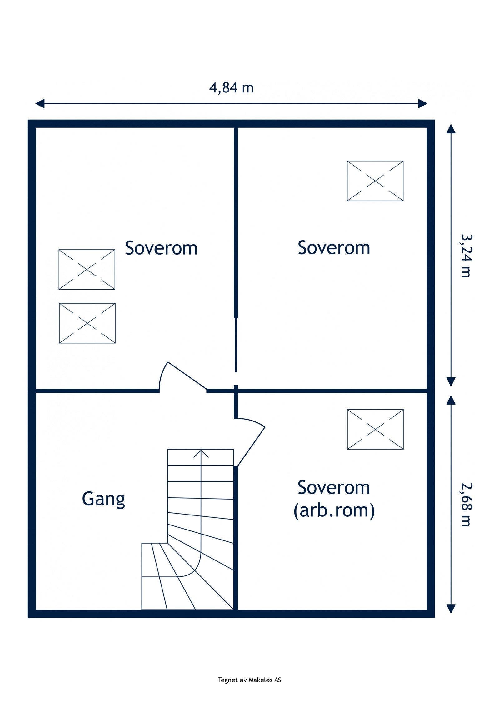 Plantegning loftsetasje. Galleribilde