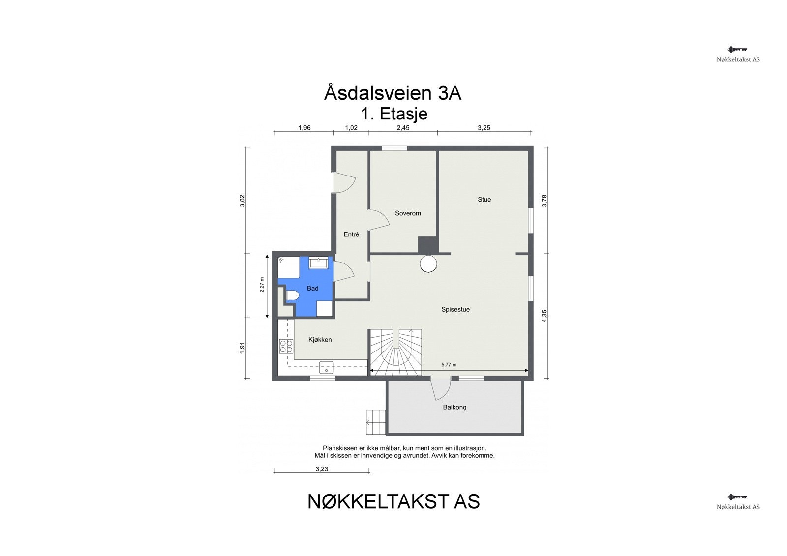 Åsdalsveien 3, plantegning 1. etasje Galleribilde