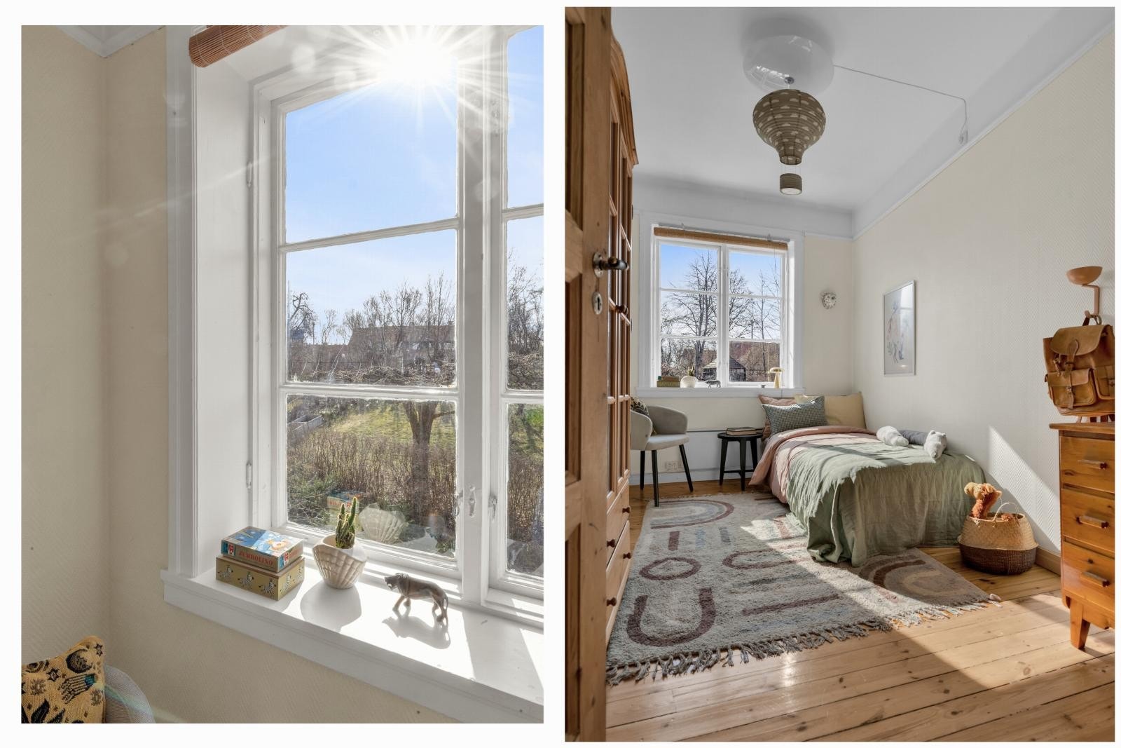 Rommet får godt med sollys inn og herlig utsyn mot den idylliske bakgården. Galleribilde