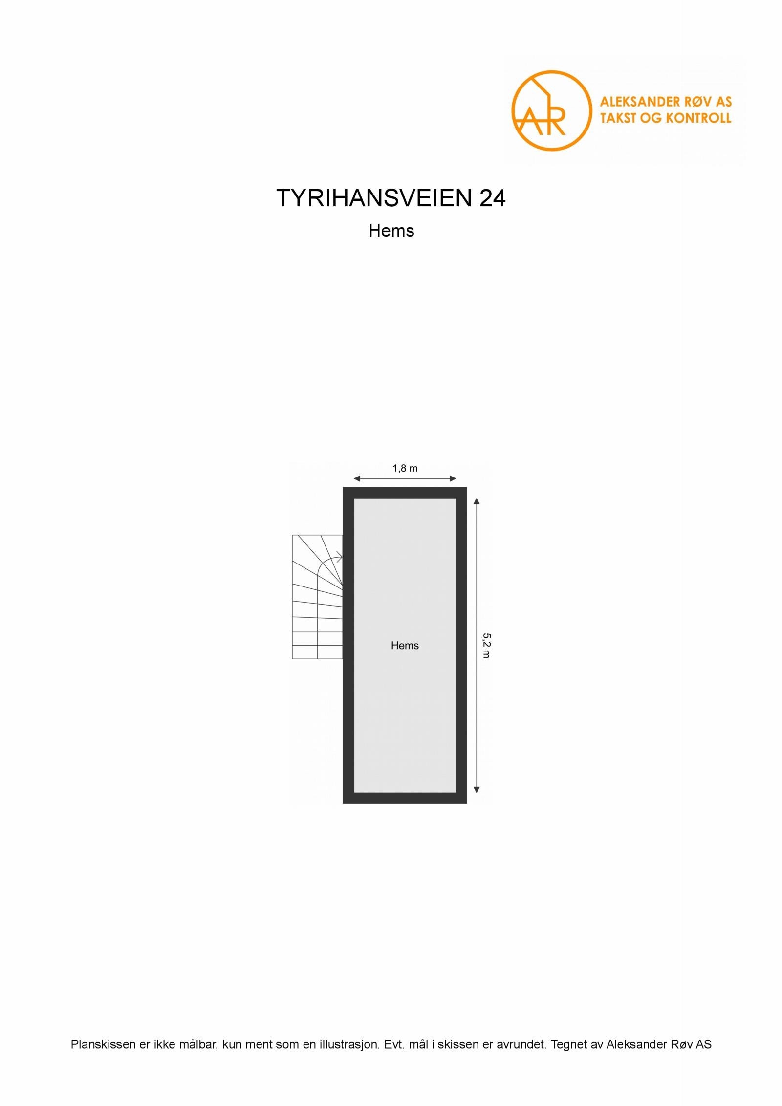 Med tilgang fra en nedfellbar stige i loftsetasjens fellesareal har leiligheten en hems på 6m². Galleribilde