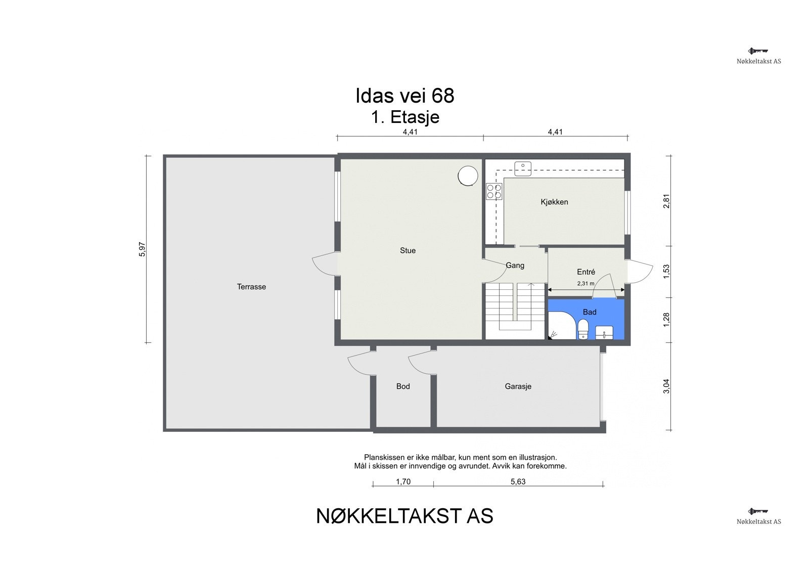 Idas vei 68 - 1. Etasje plantegning Galleribilde