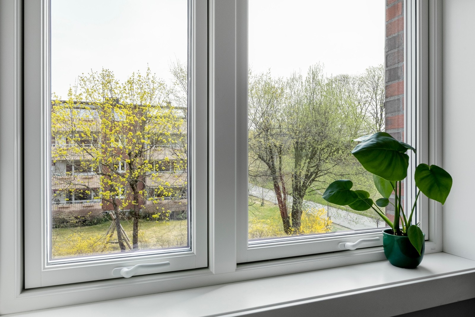 Hyggelig utsyn fra kjøkkenvindu. Galleribilde