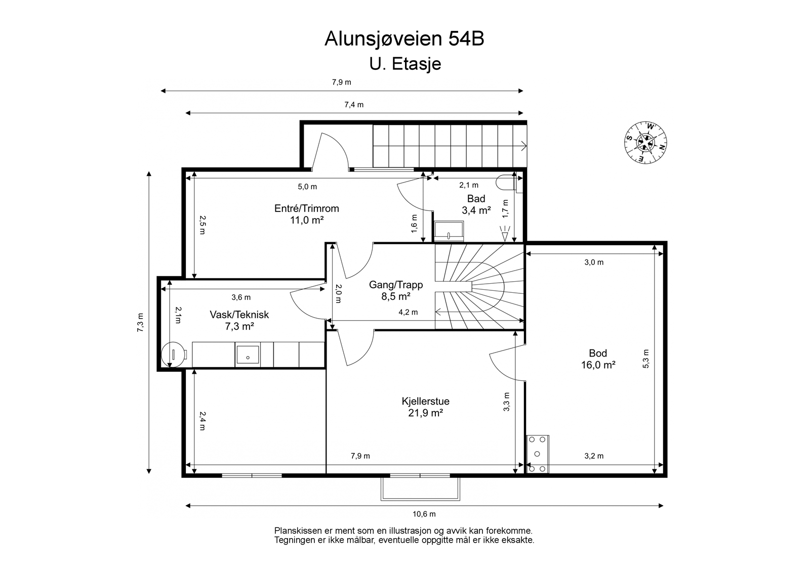 Alternativ løsning underetasjen - kjøper må selv undersøke om rommet har anledning til å tilfredsstille krav til soverom. Galleribilde