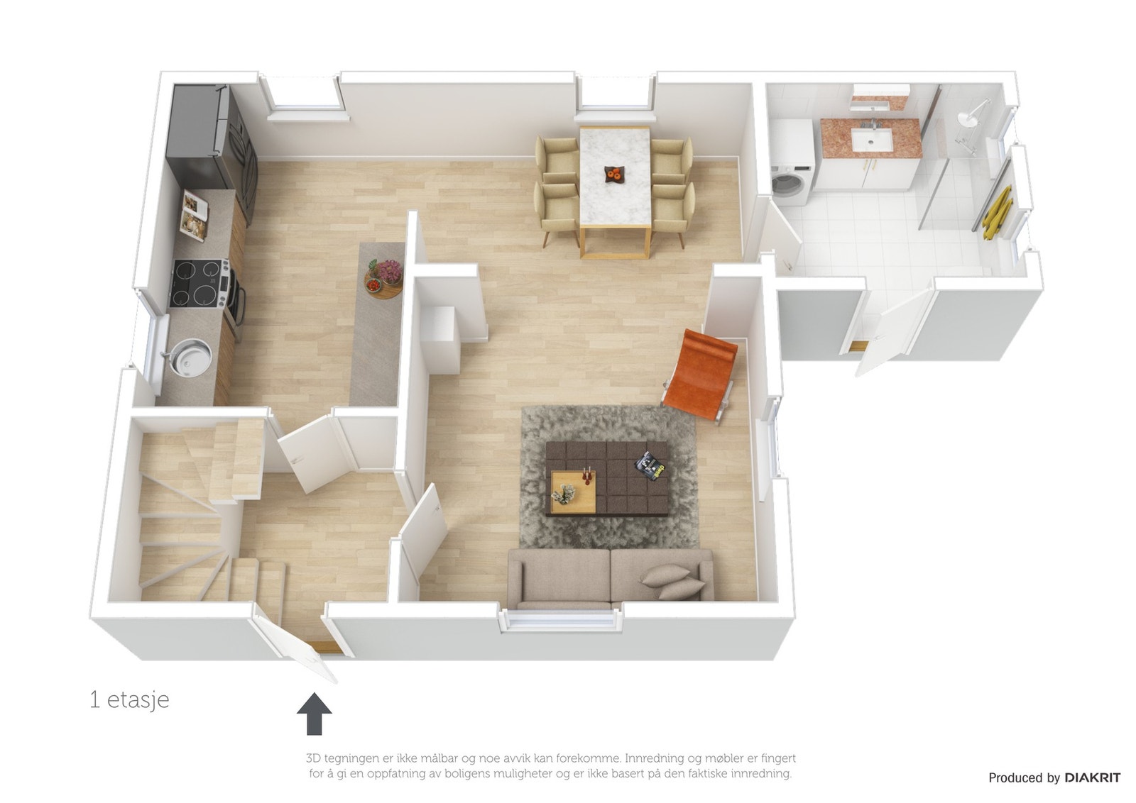 Planskisse 3D første plan. Galleribilde