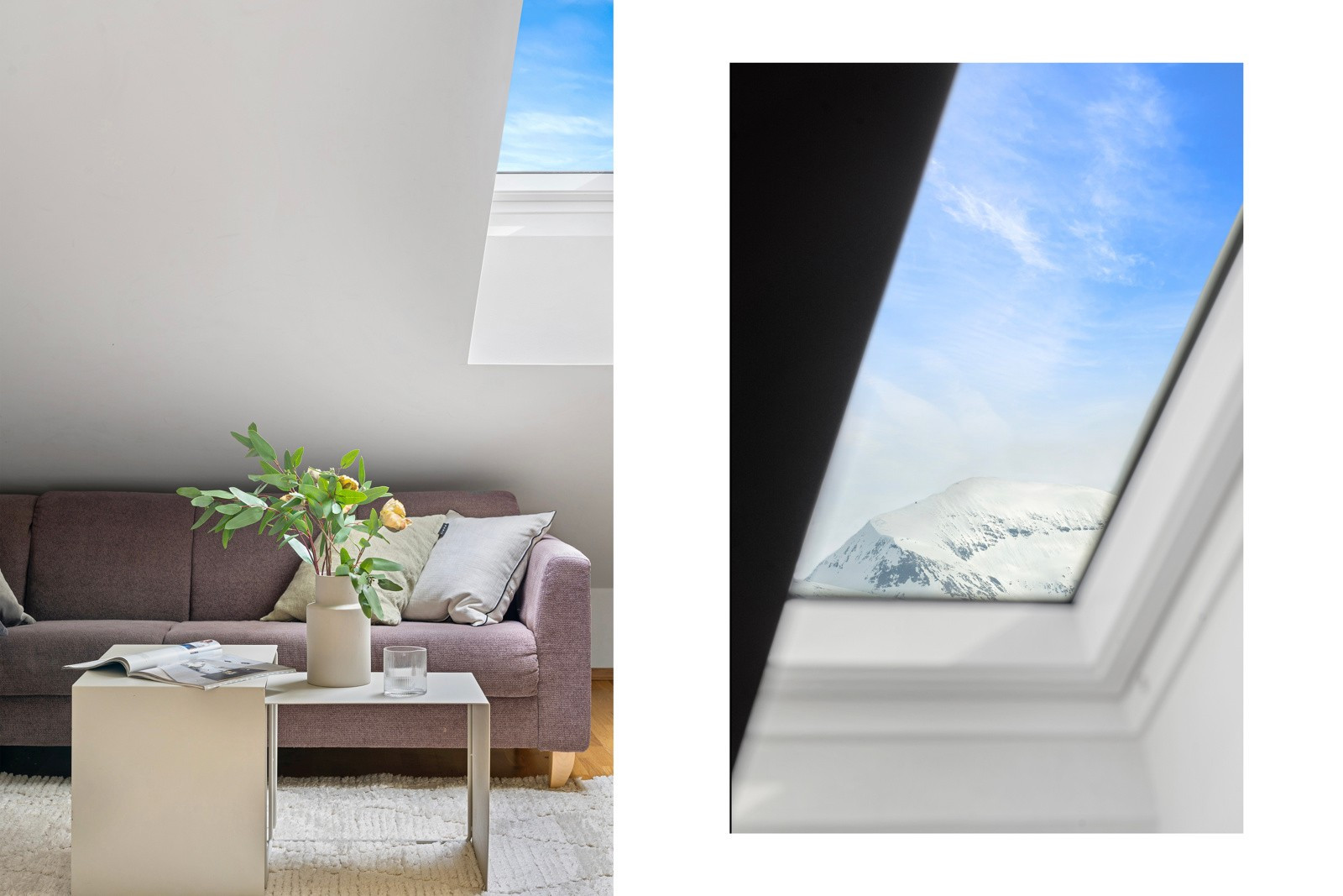 De store vindusflatene sikrer godt med innslipp av naturlig lys. Her har du utsikt mot Tromsdalstinden!