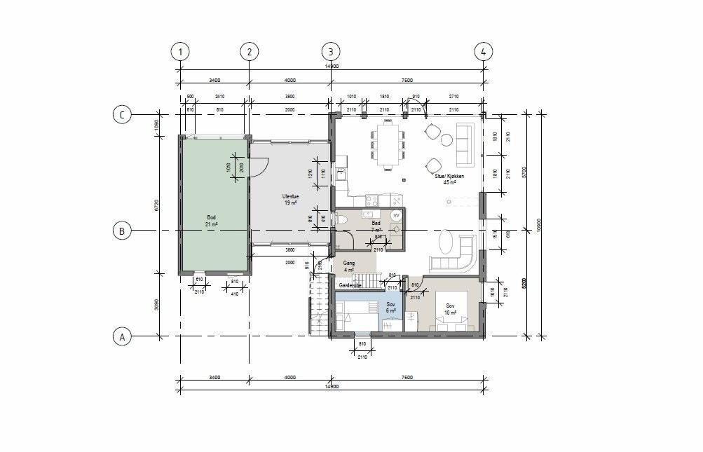 Plantegning 1.etg Galleribilde
