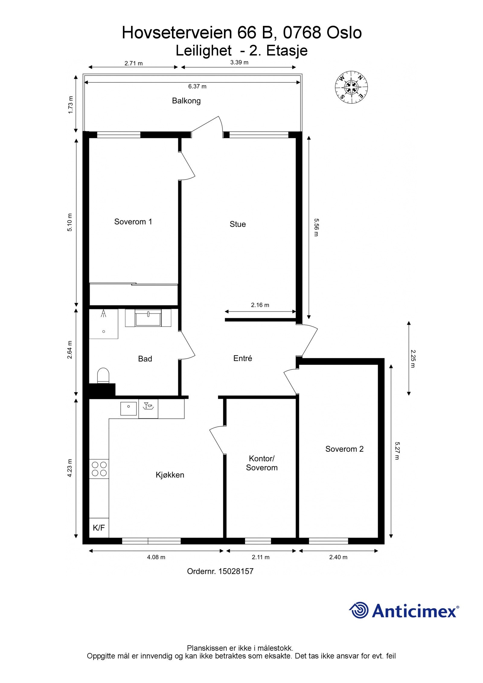 Plantegning Hovseterveien 66 B. Galleribilde