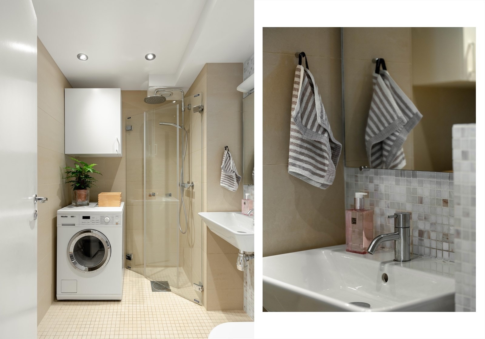 Lekkert bad renovert i 2014, med plass og opplegg for vaskemaskin. Galleribilde