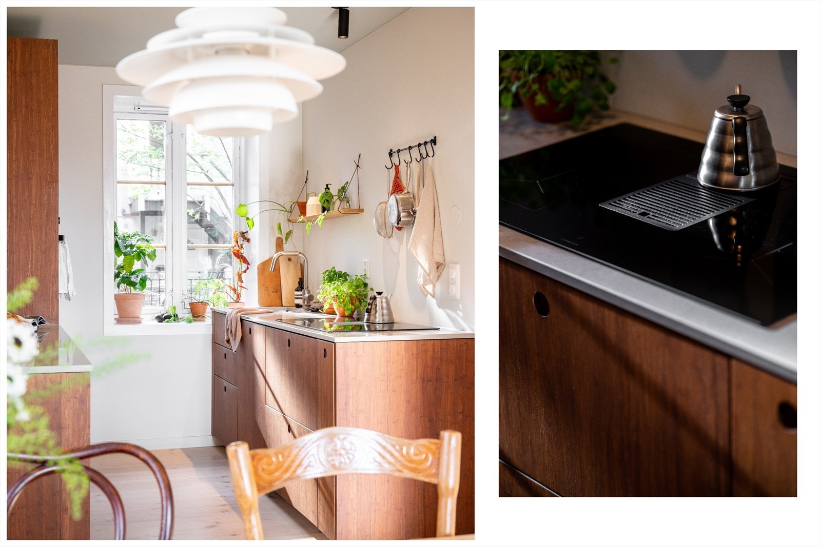 Det er kombinert ventilator/koketopp så man slipper å ha en ventilator på vegg eller fra tak Galleribilde