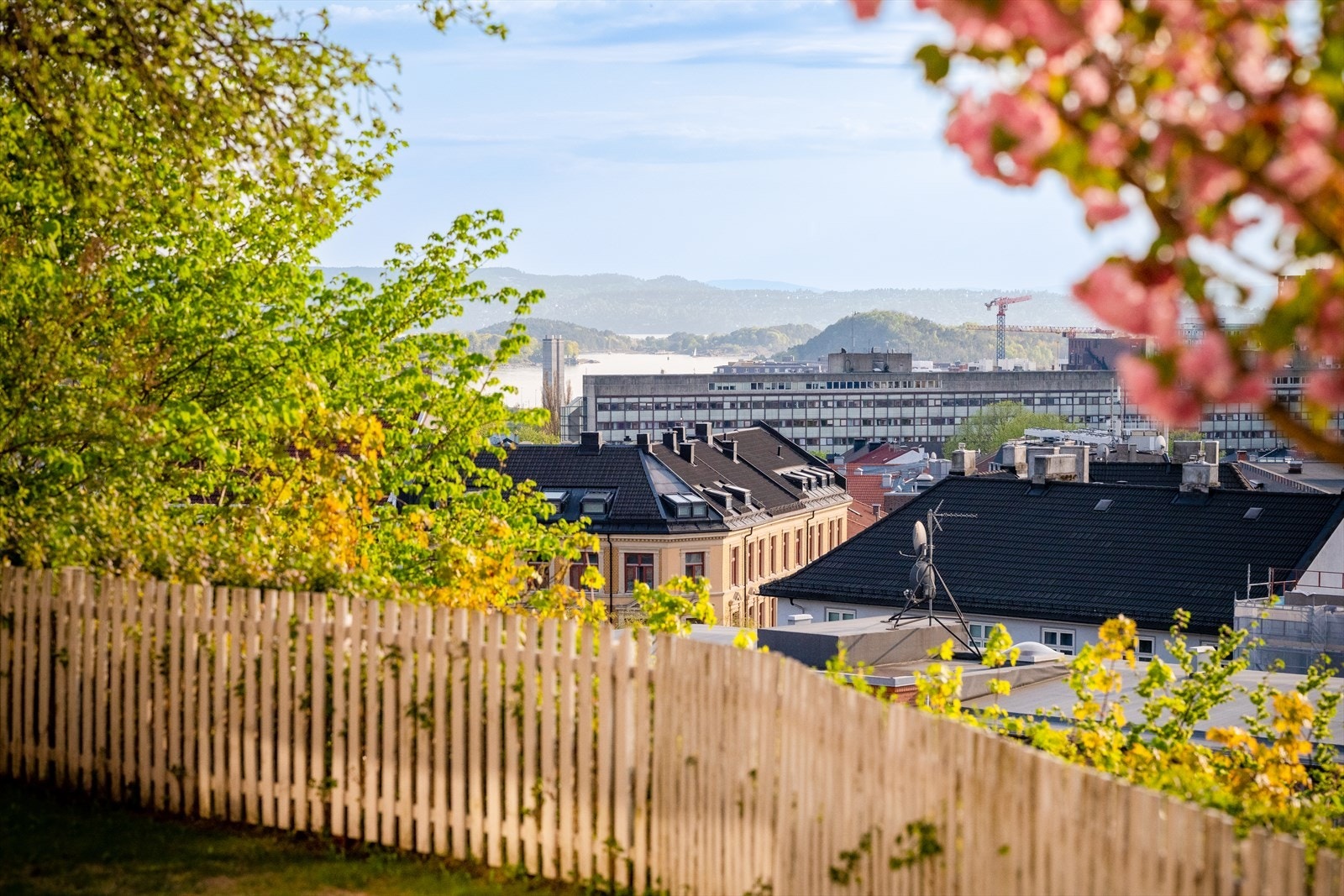 ..med fin utsikt utover byen også fra hagen Galleribilde