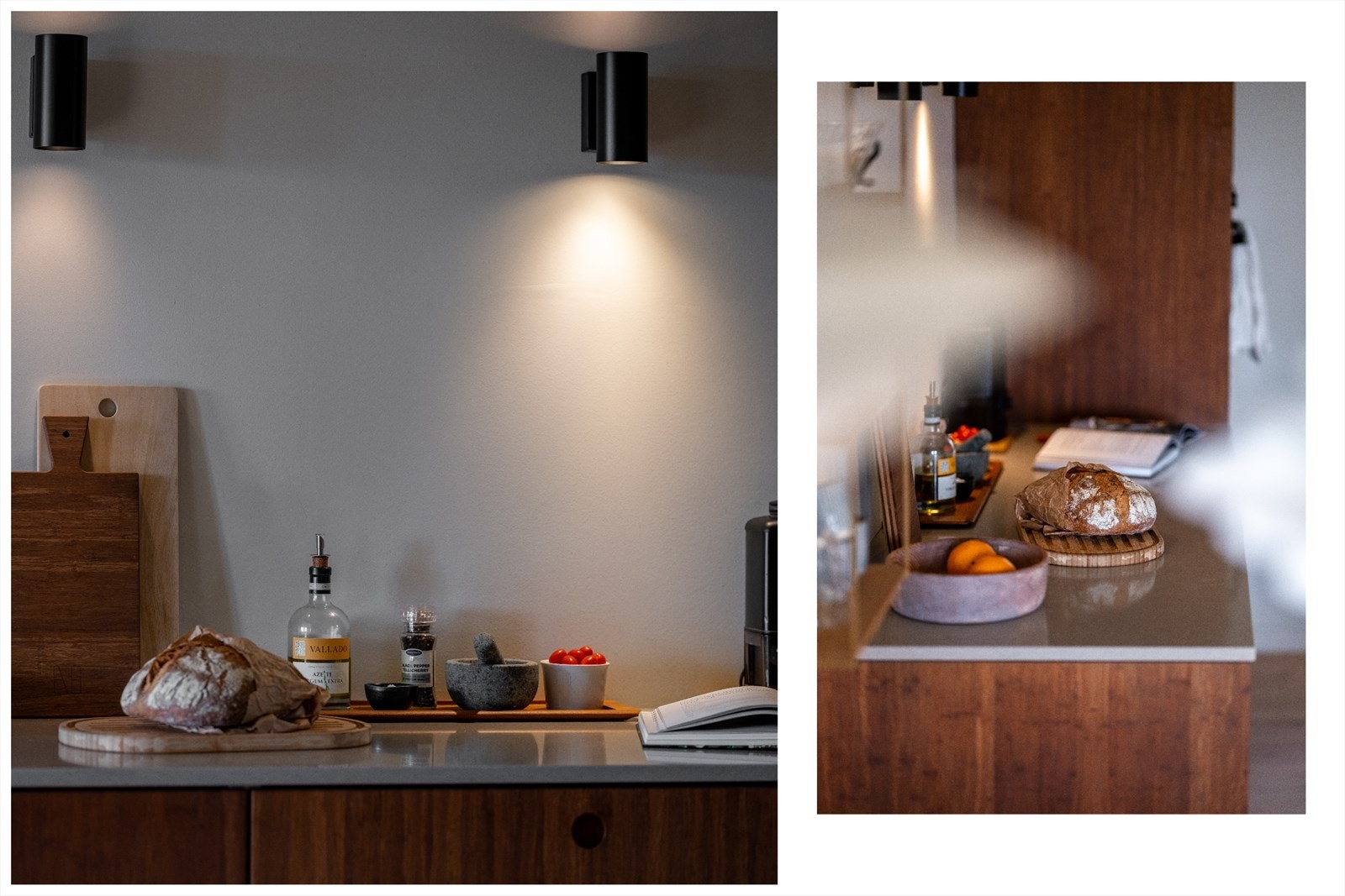 Benkeplaten er av kvarts/stein med en grålig tone Galleribilde