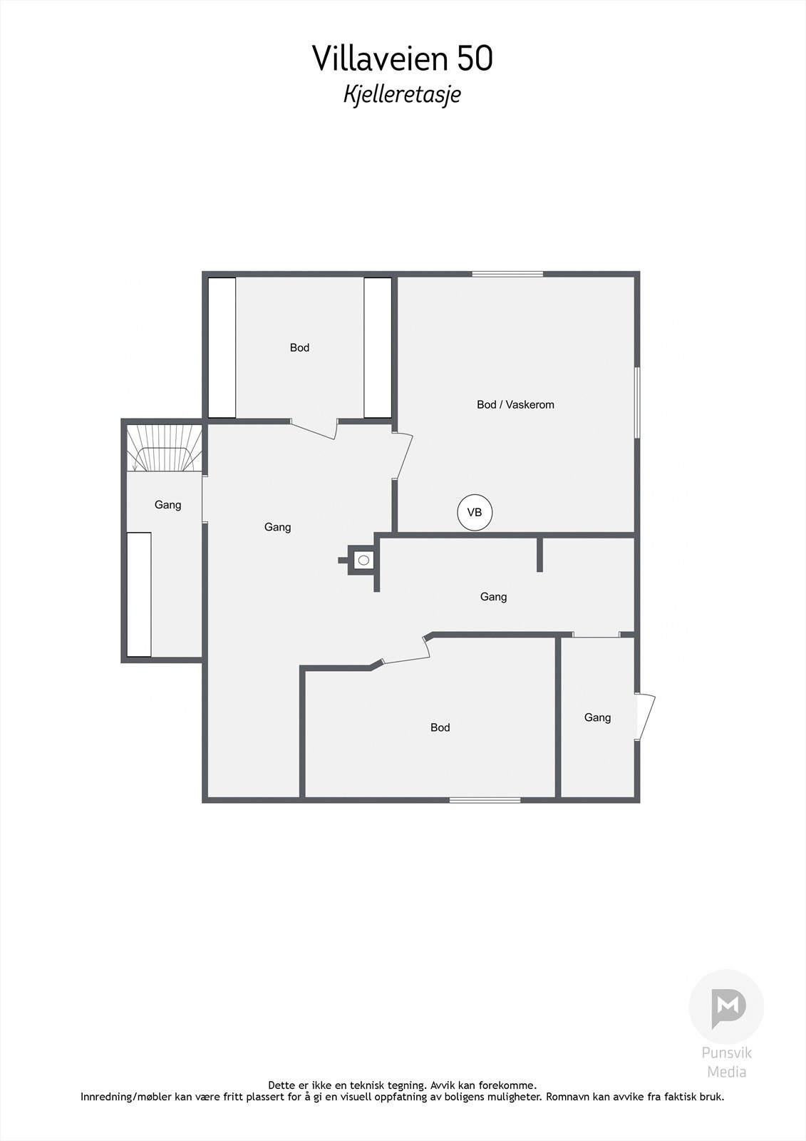 Villaveien 50 - Kjelleretasje - 2D Galleribilde