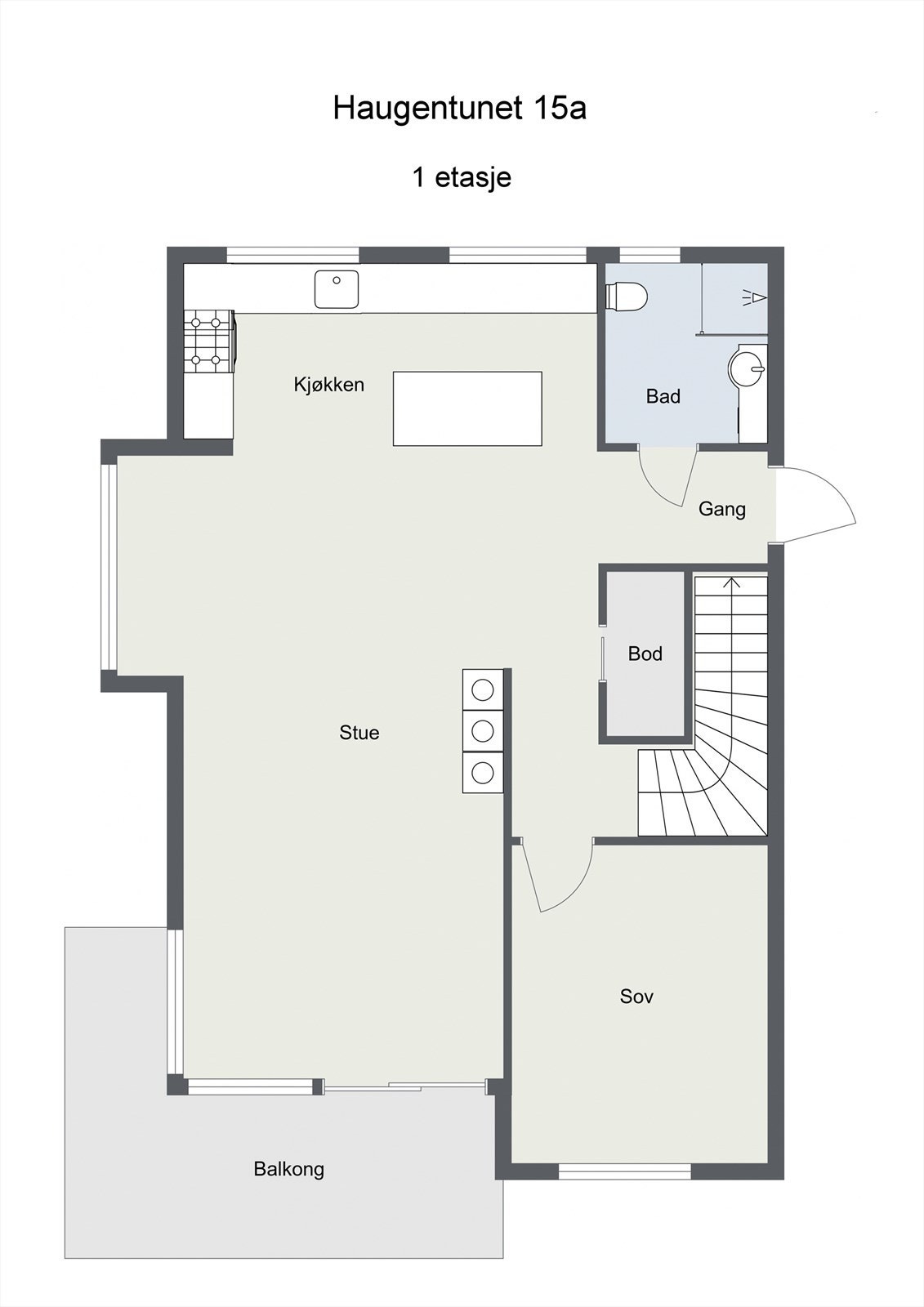 Plantegning hovedetasje. Tegningen er en illustrasjon. Megler/ selger tar ikke ansvar for eventuelle avvik i forhold til boligens innredning.
Rommene kan også avvike fra dagens bruk av disse. Galleribilde
