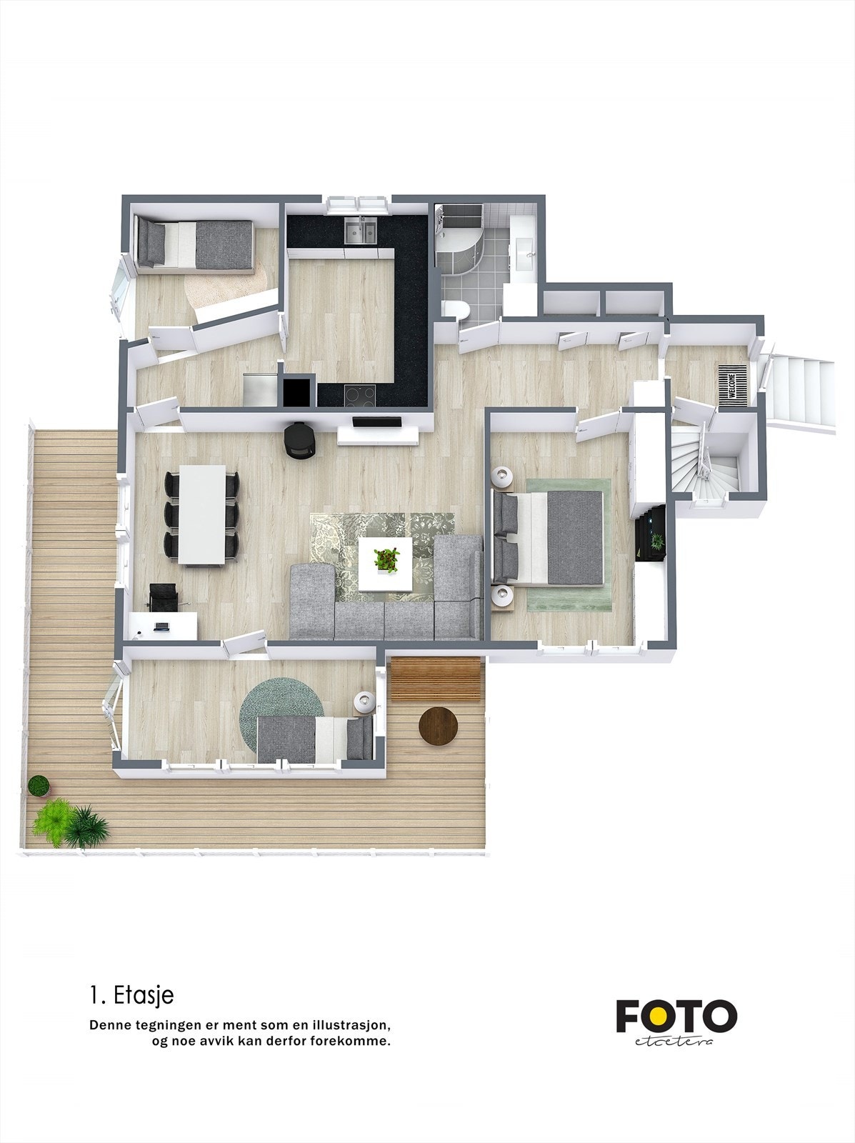 3 d plantegning 1. etg. Galleribilde