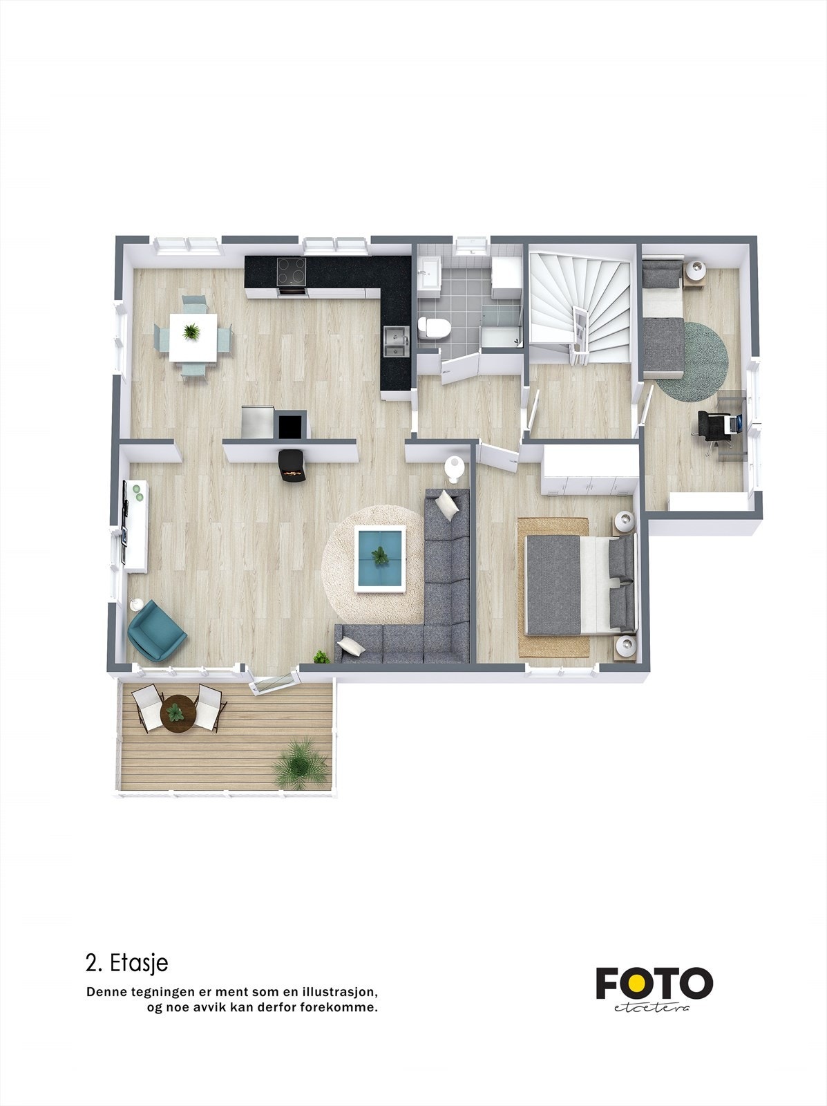 3 d plantegning 2. etg. Galleribilde