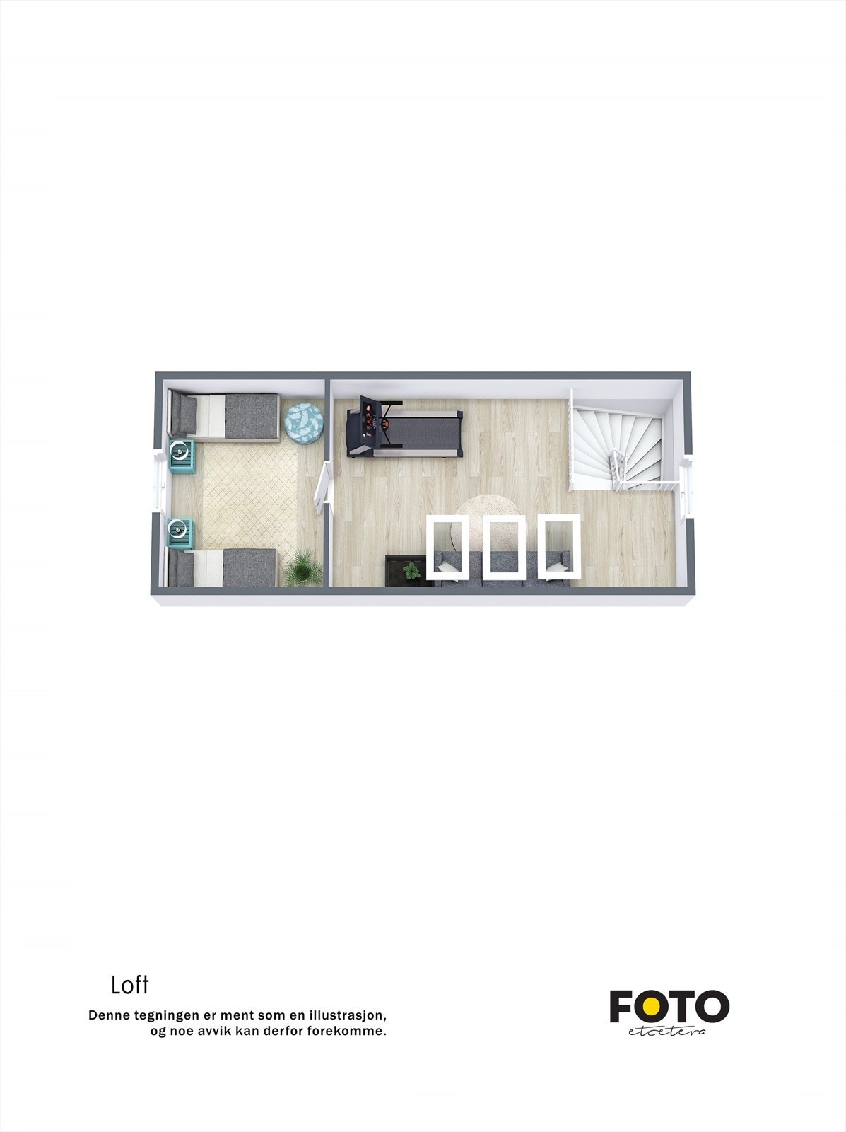 3 d plantegning loft Galleribilde