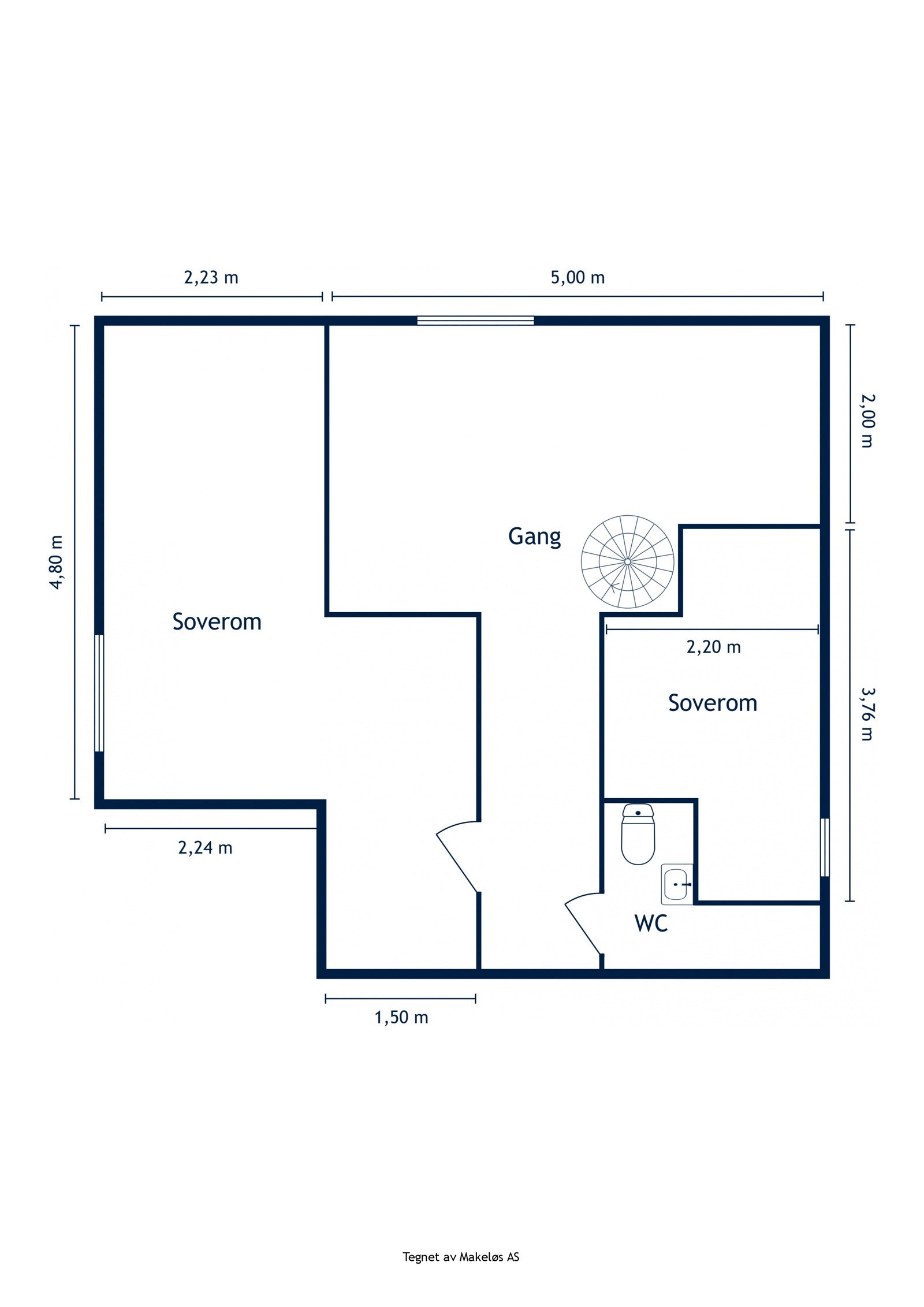 Plantegning loftsetasje. Galleribilde