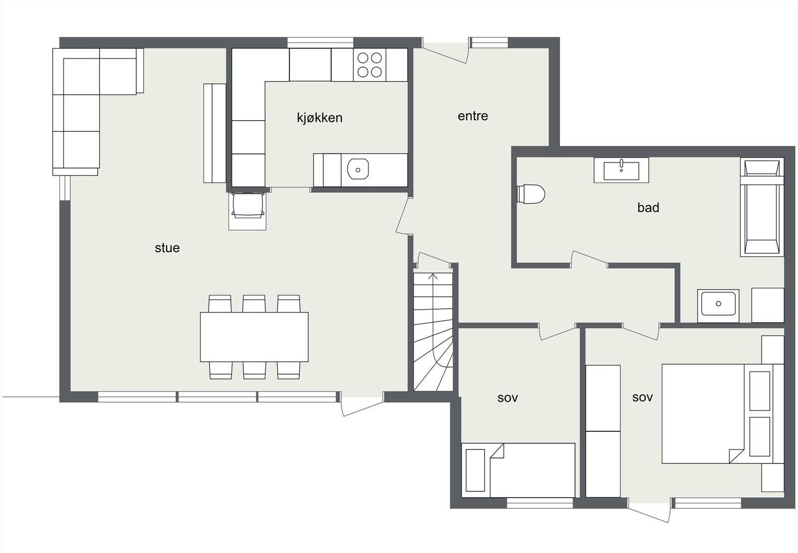 Plantegning første etasje. Galleribilde