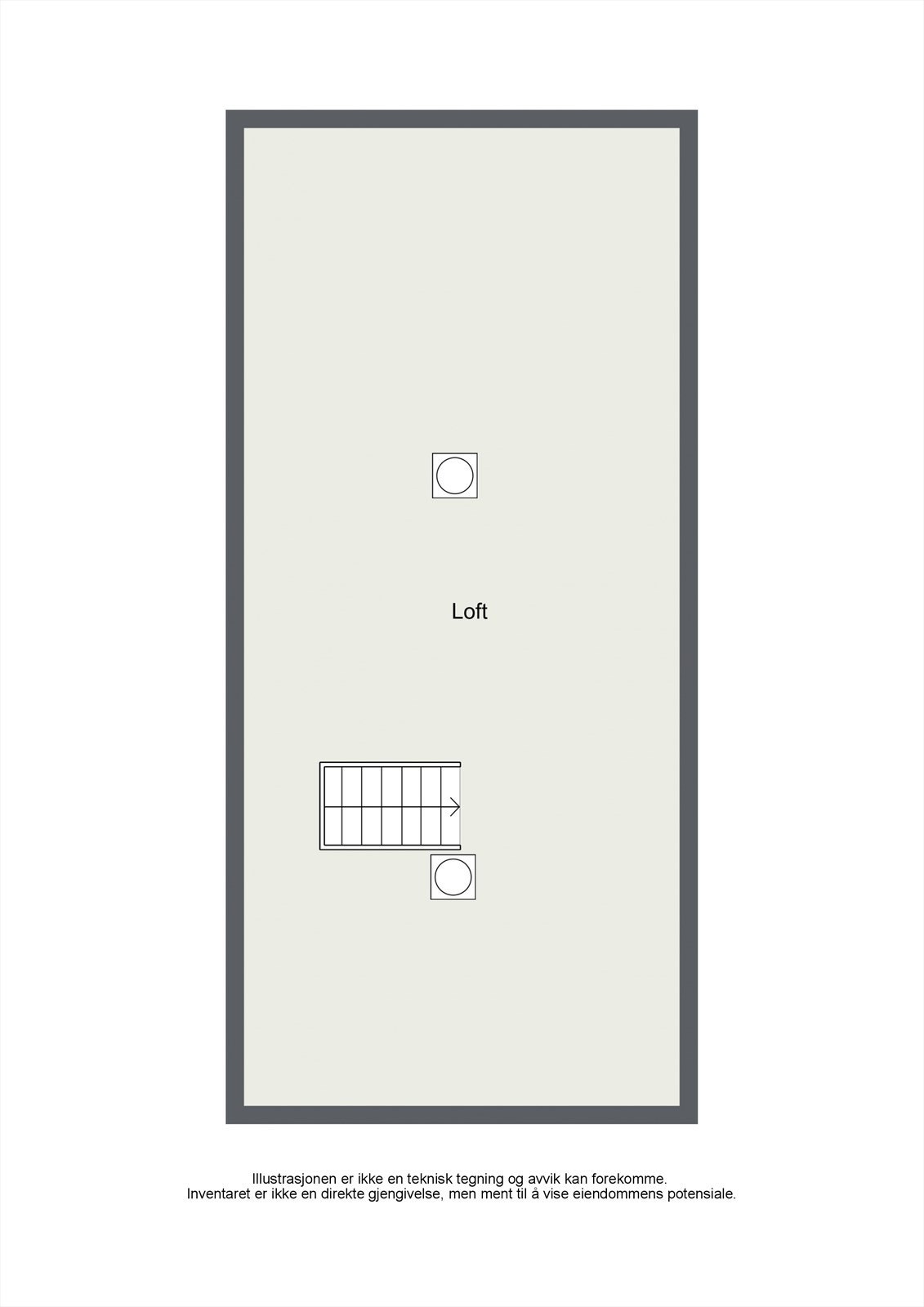 Plantegning av uinnredet loft. Galleribilde