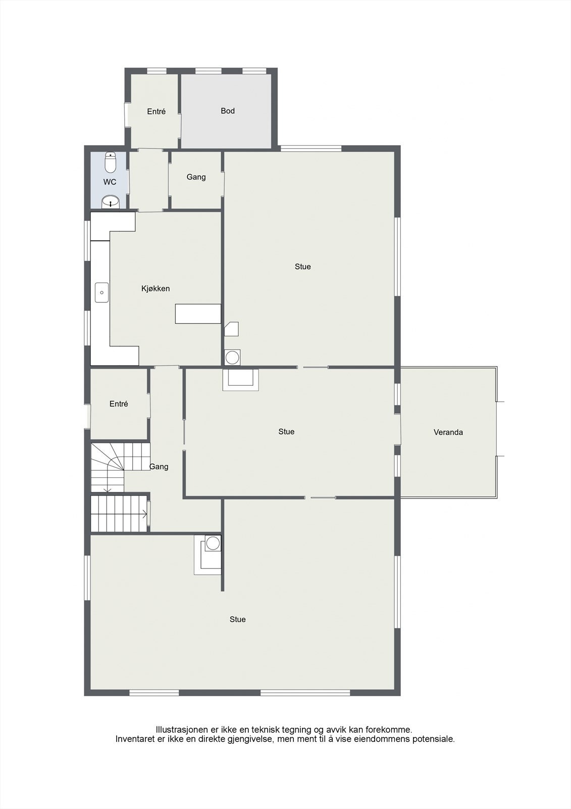 Plantegning 1. etasje. Galleribilde