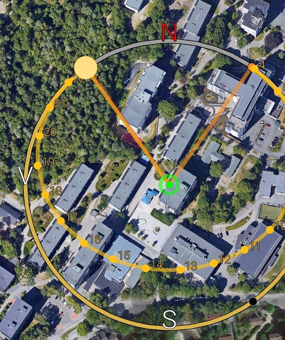 Bildet er hentet fra solapp, som viser solforhold på adressen. Galleribilde