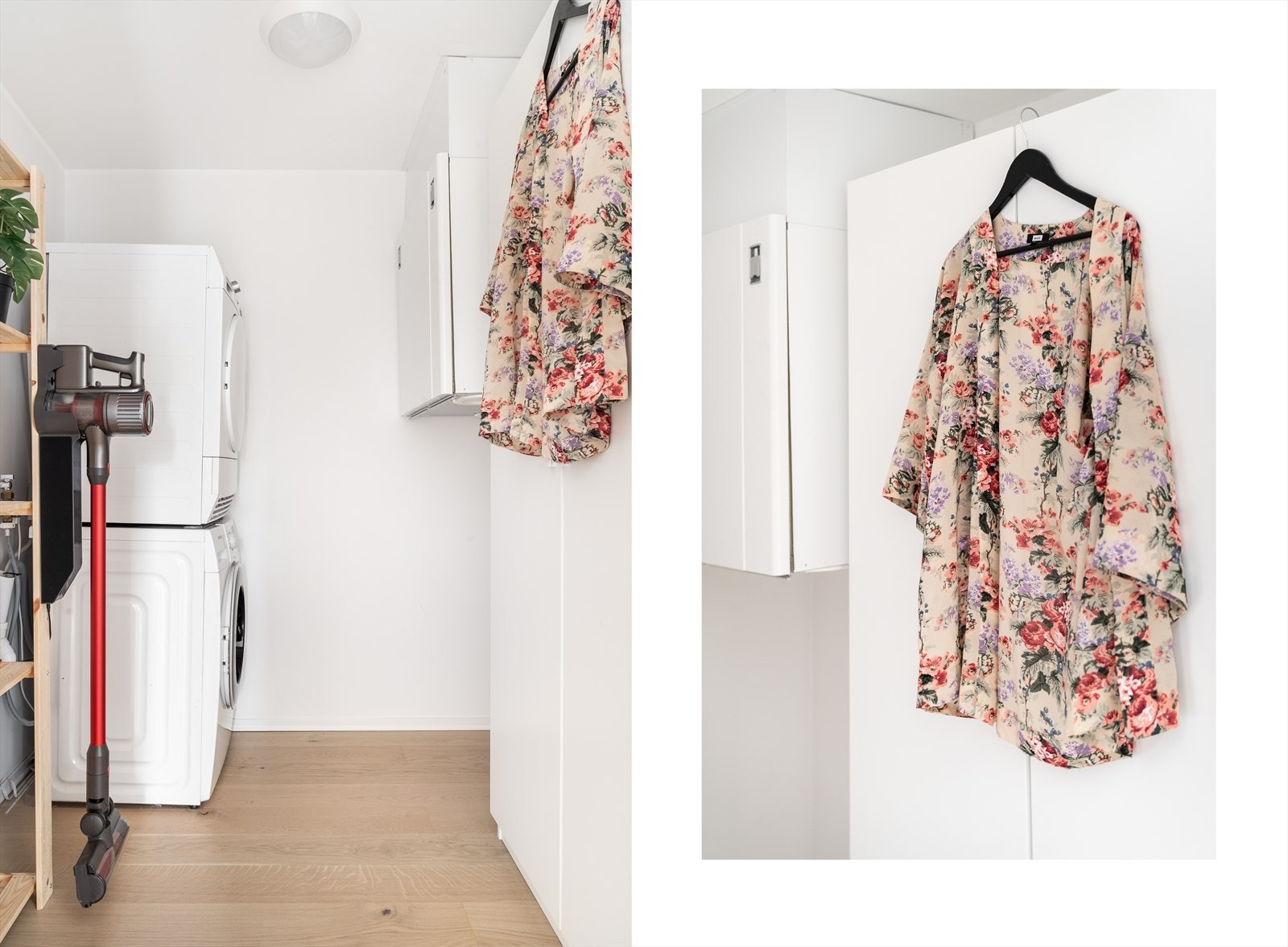 Innvendig bod på 3,5m² med opplegg for både vaskemaskin og tørketrommel. Galleribilde