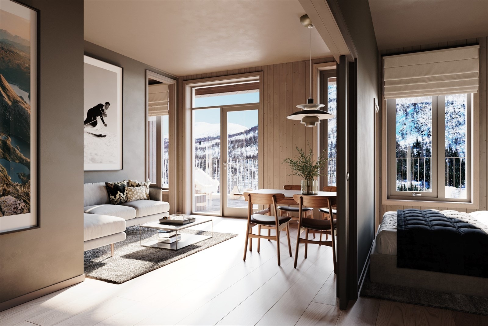 Leilighetene har flott utsikt og denne kan nytes fra både leiligheten og balkongen. Galleribilde