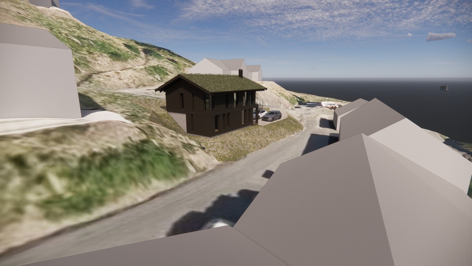 Illustrasjon hytte på tomt Galleribilde