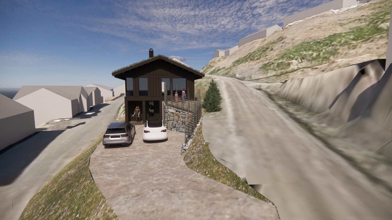 Illustrasjon hytte på tomt Galleribilde