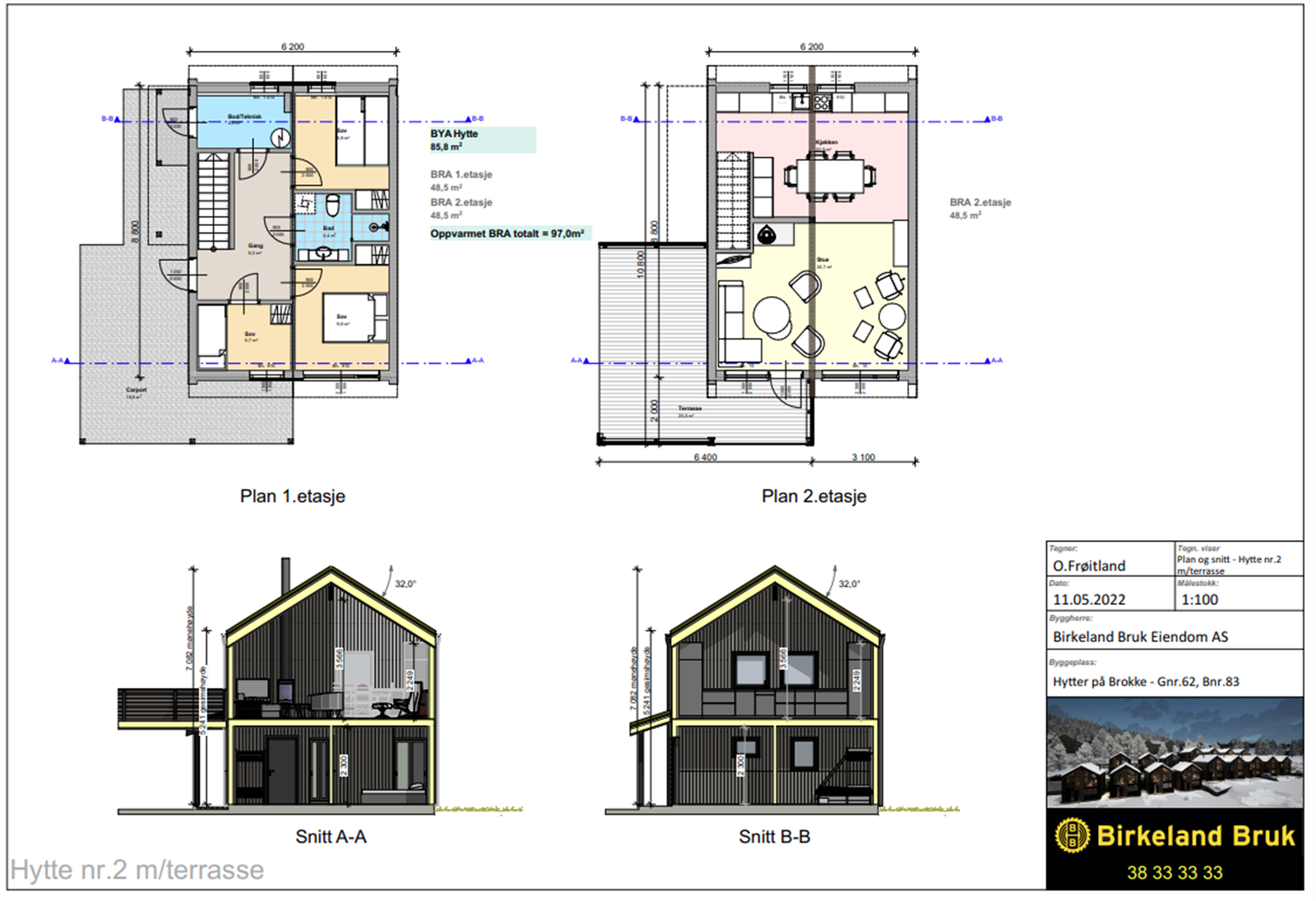 Fasade og plan Galleribilde