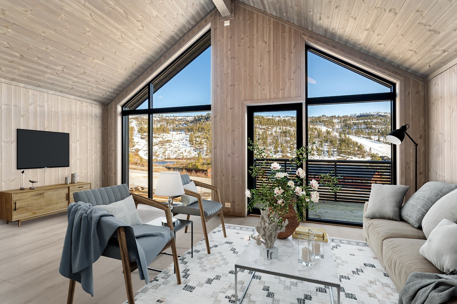 3-d møblert hytte - Forslag til møbleringsplan Galleribilde