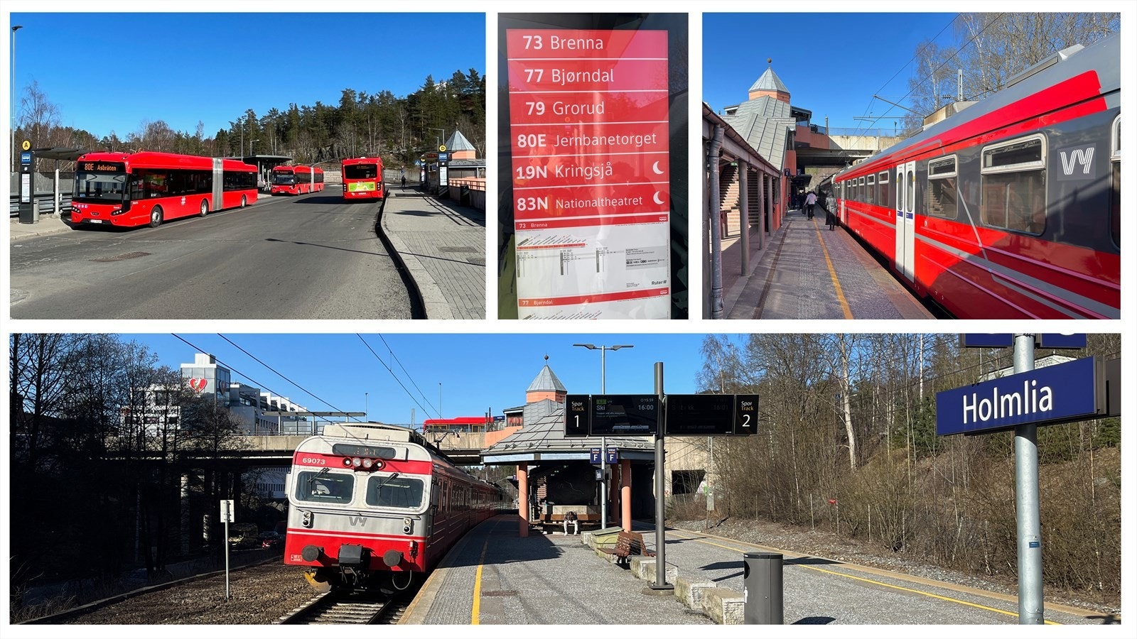 Holmlia stasjon er et knutepunkt for kollektiv trafikk. Toget tar deg til Oslo S på ca 12 minutter. Galleribilde