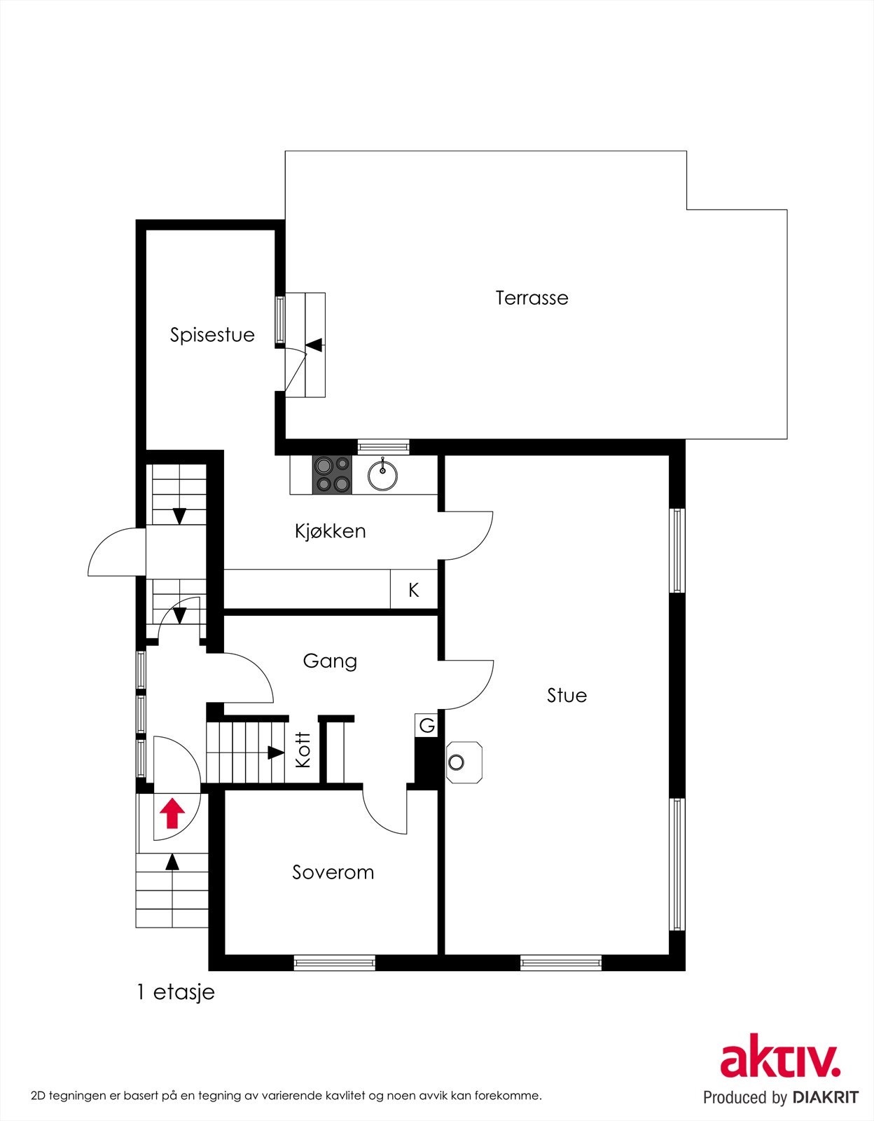 Plantegning 1. etasje Galleribilde