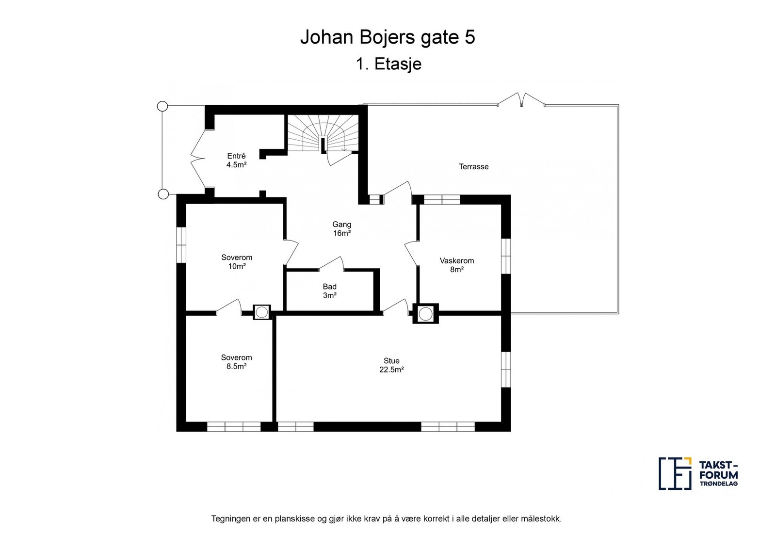 Planskisse med areal over 1.etasje. Galleribilde