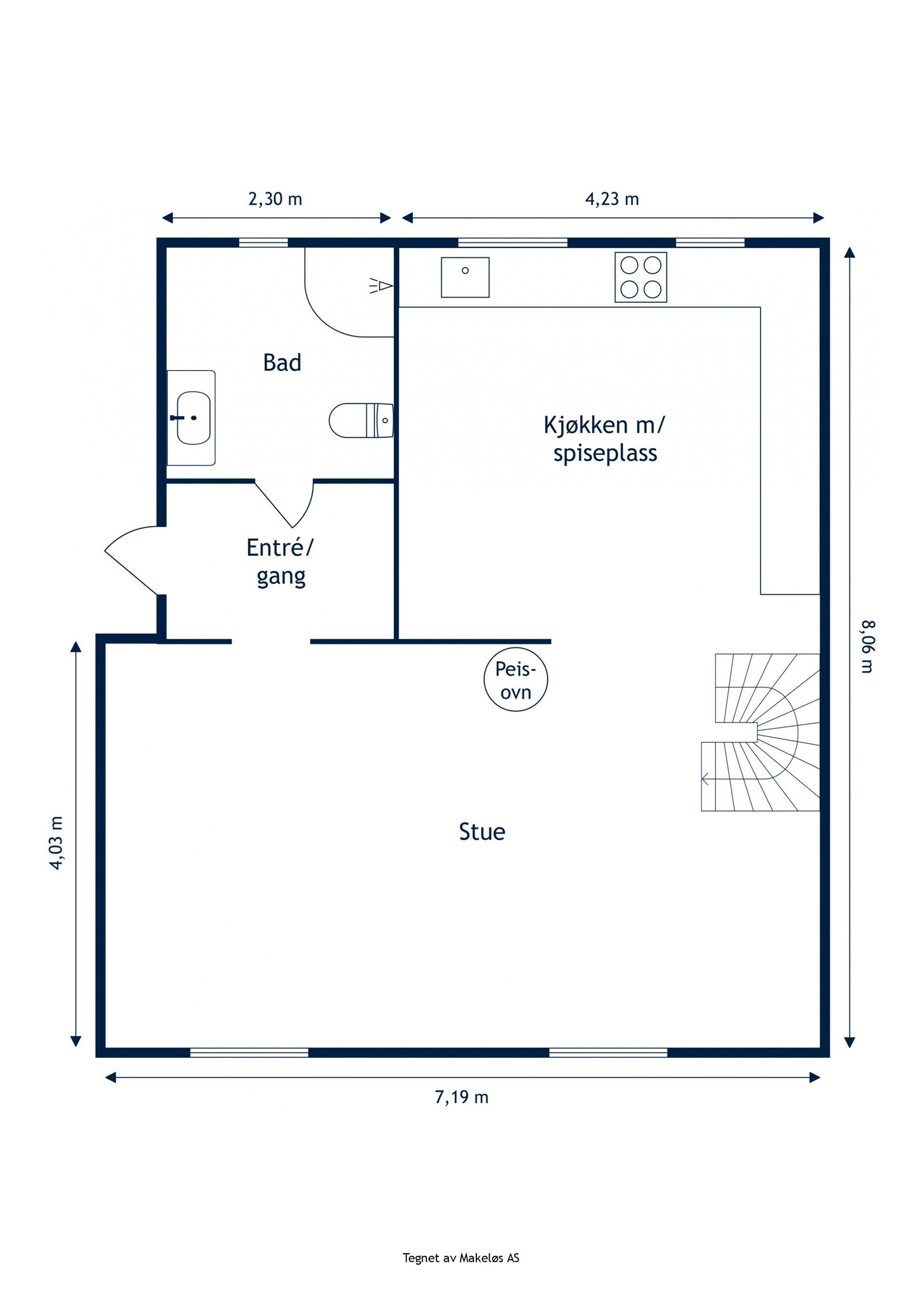 Plantegning 1. etasje Galleribilde